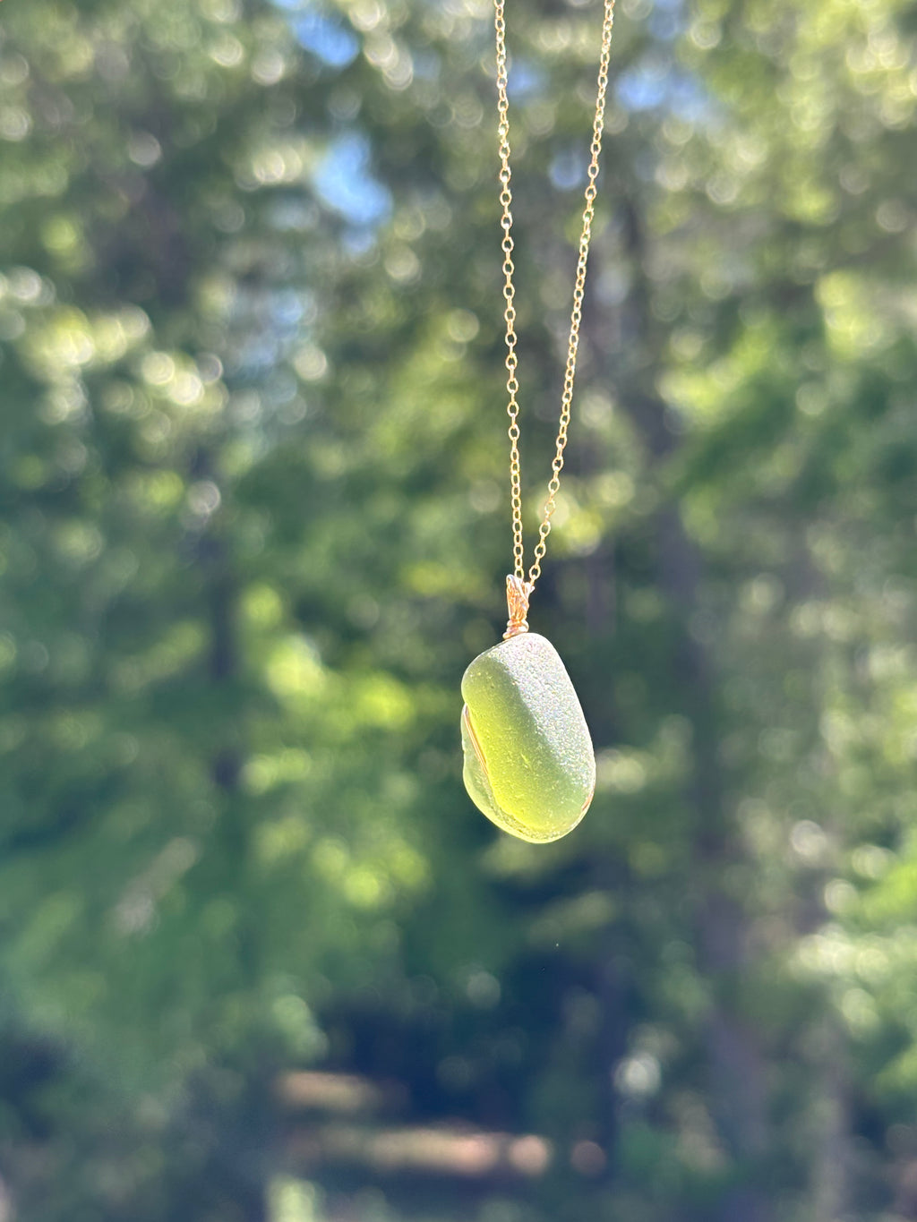 Sea glass gold necklace