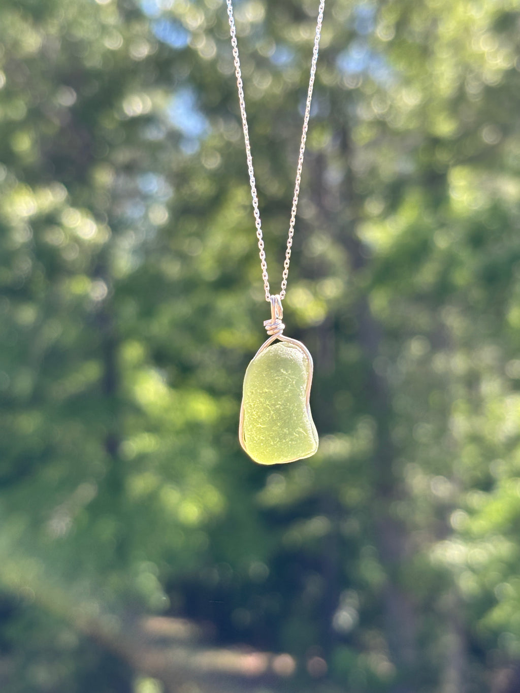 Sea glass sterling silver necklace