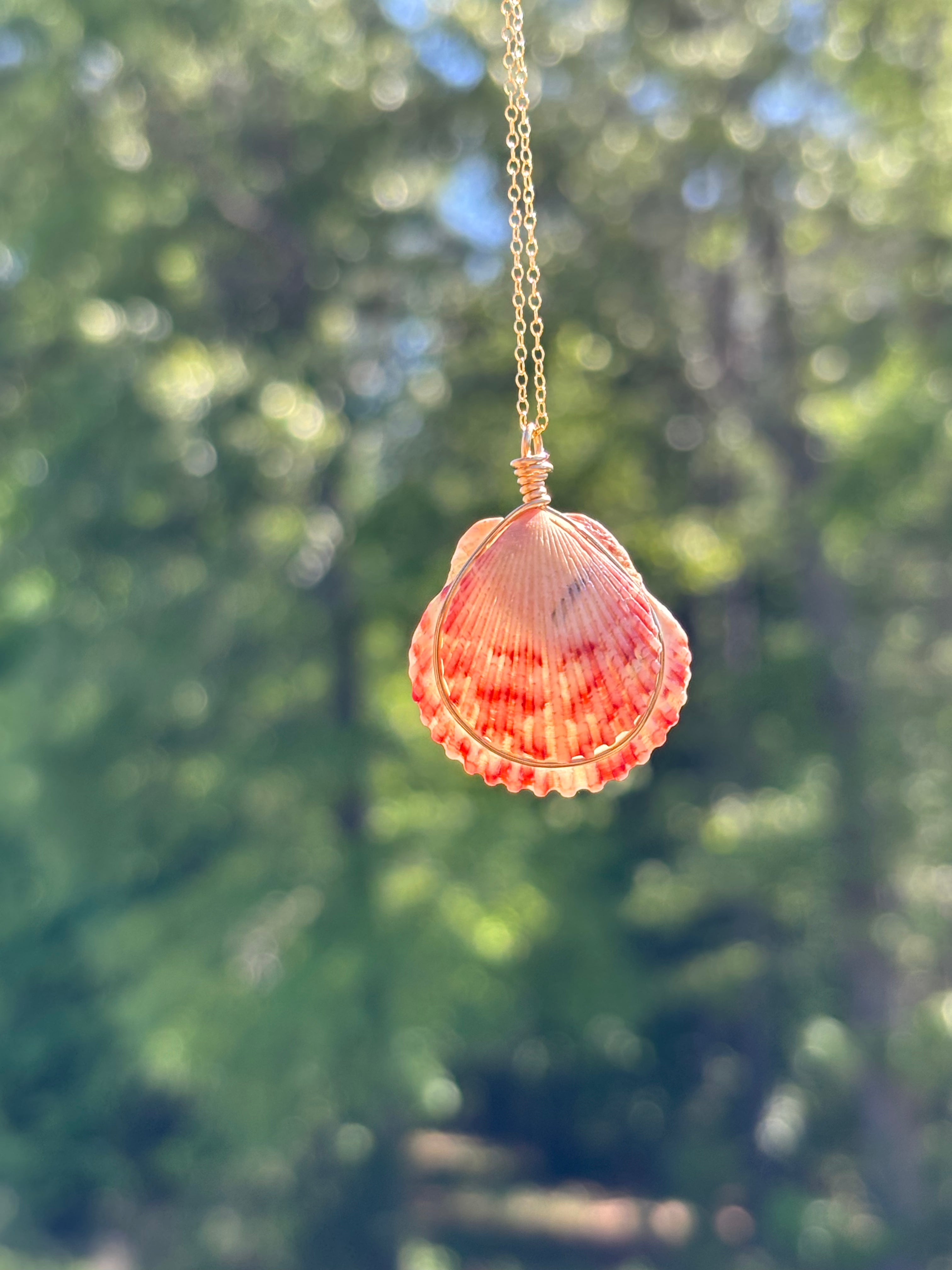 Pink seashell gold necklace