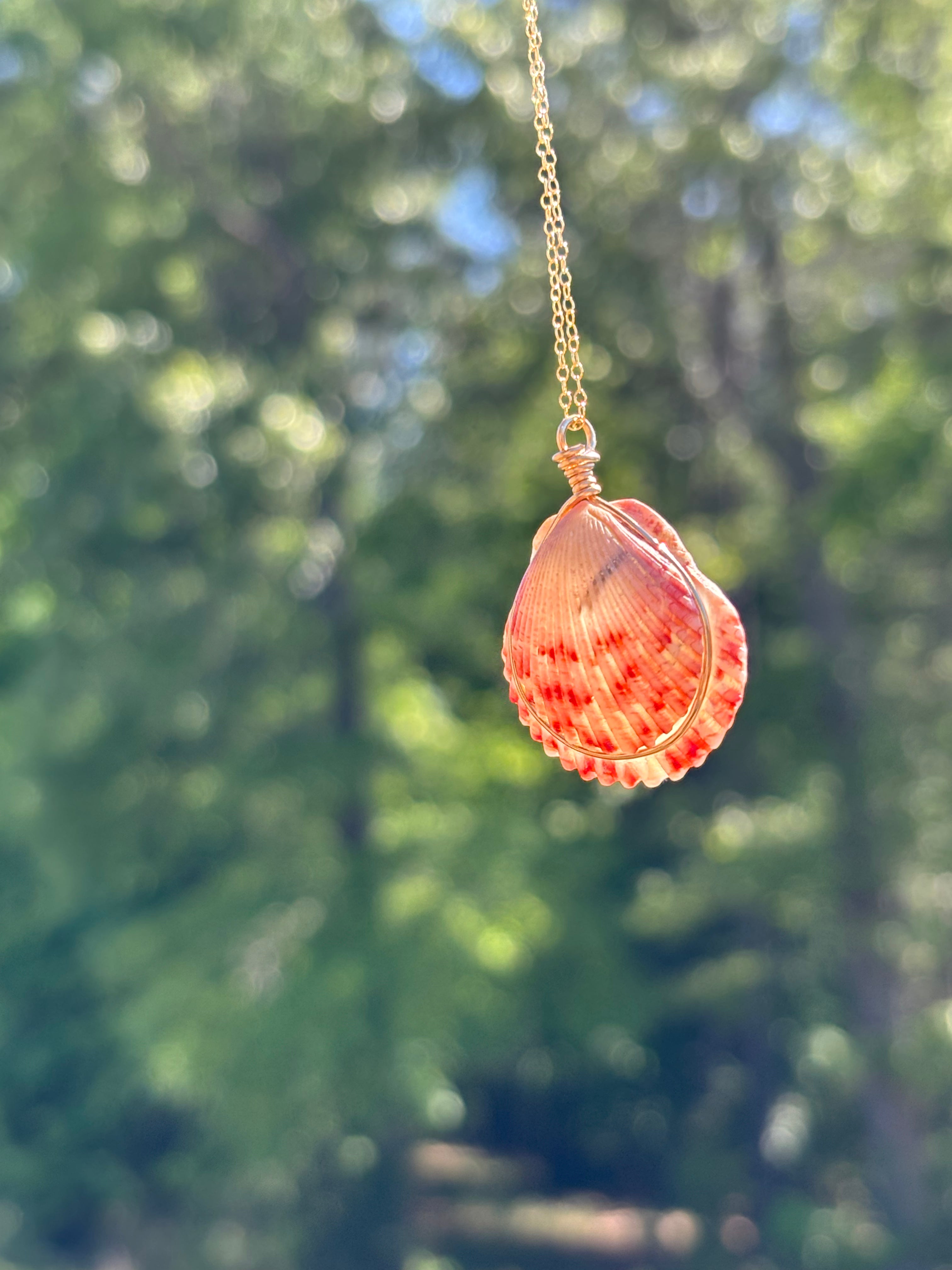 Pink seashell gold necklace