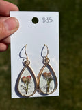 Pink wax flower earrings