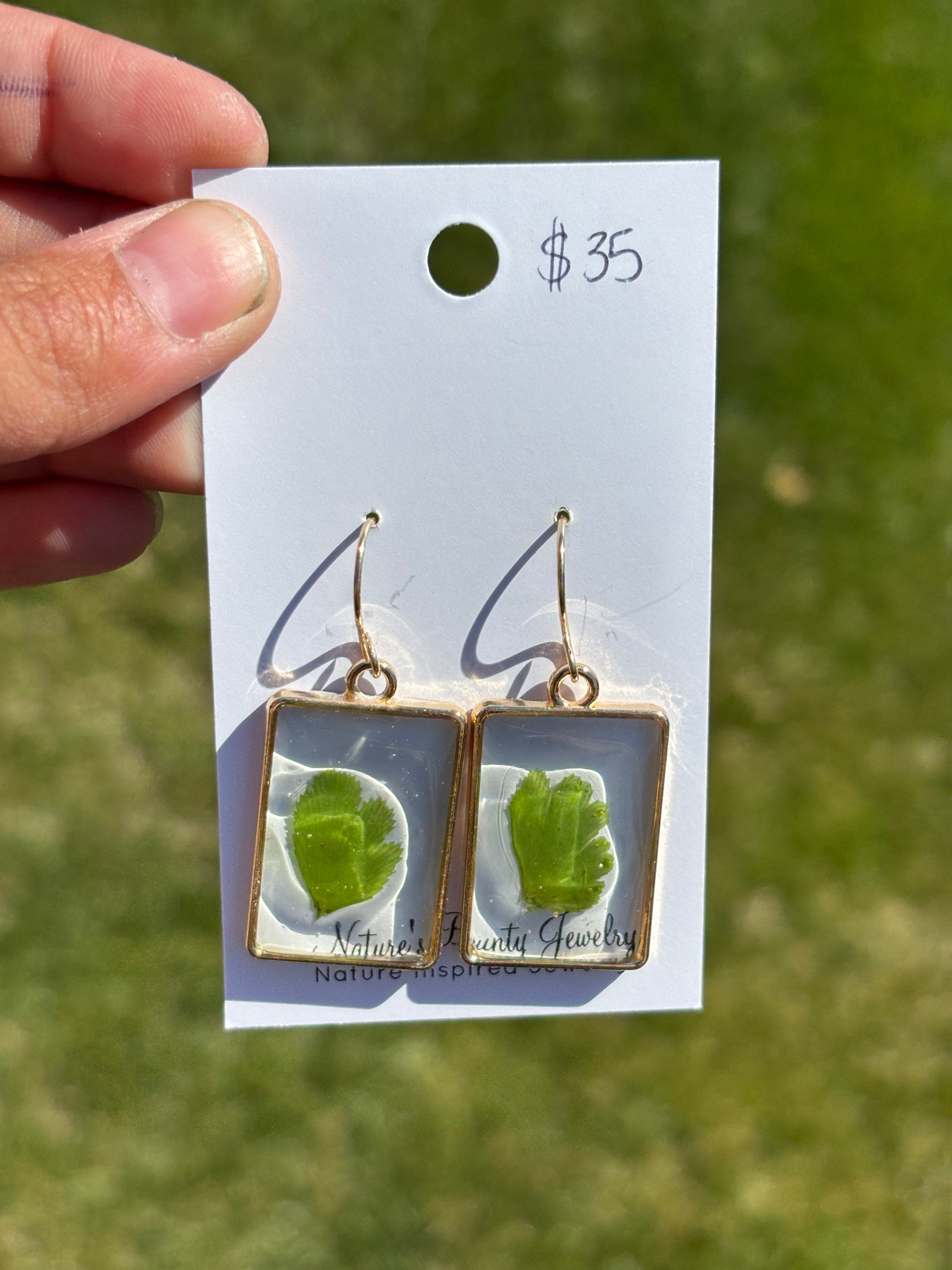 Pressed fern earrings