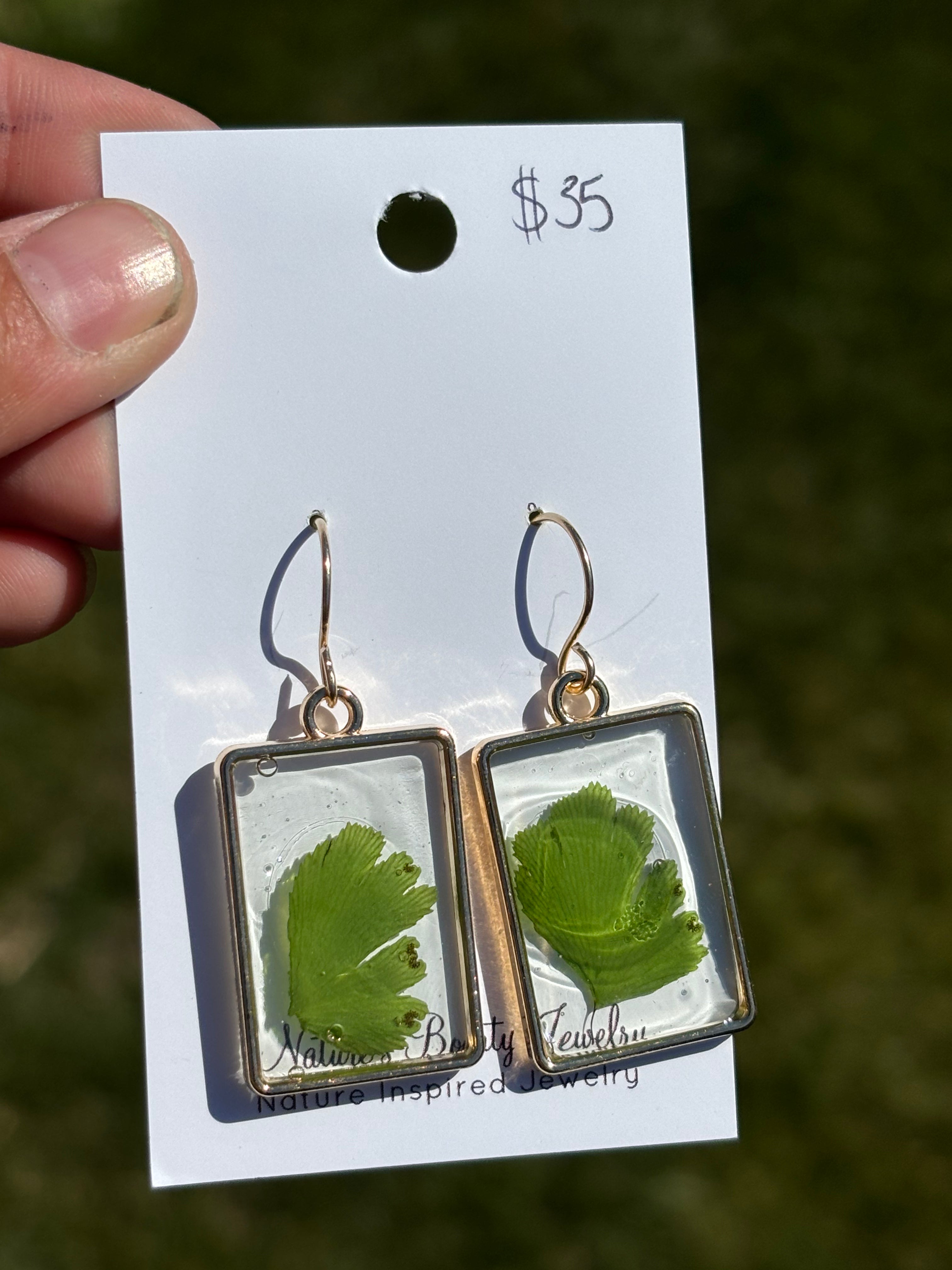 Pressed fern earrings
