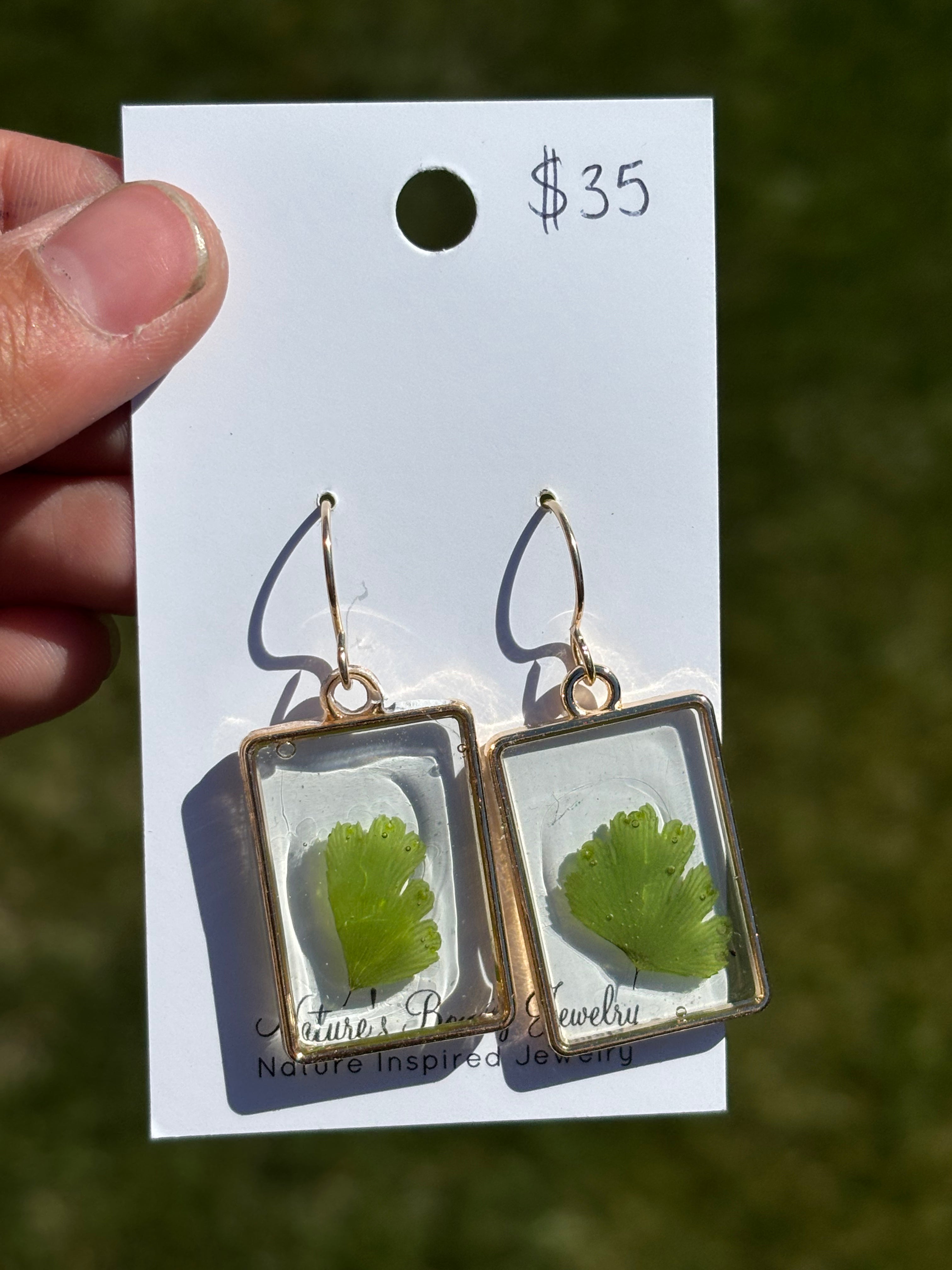 Pressed fern earrings