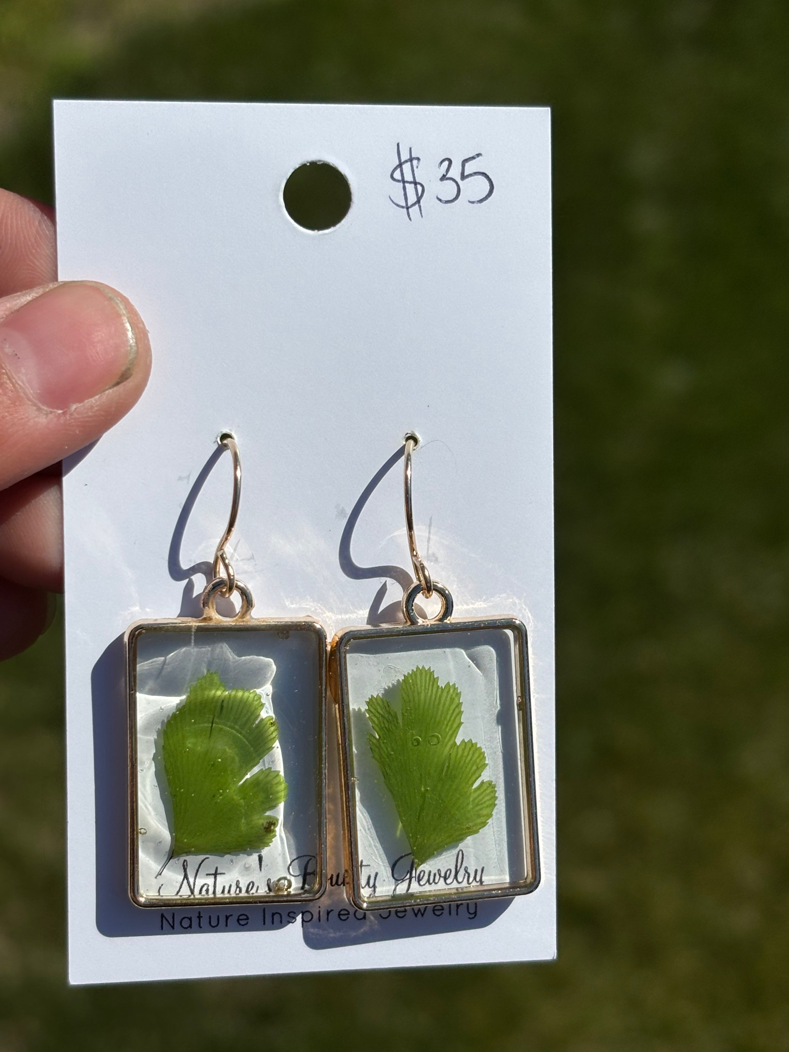 Pressed fern earrings