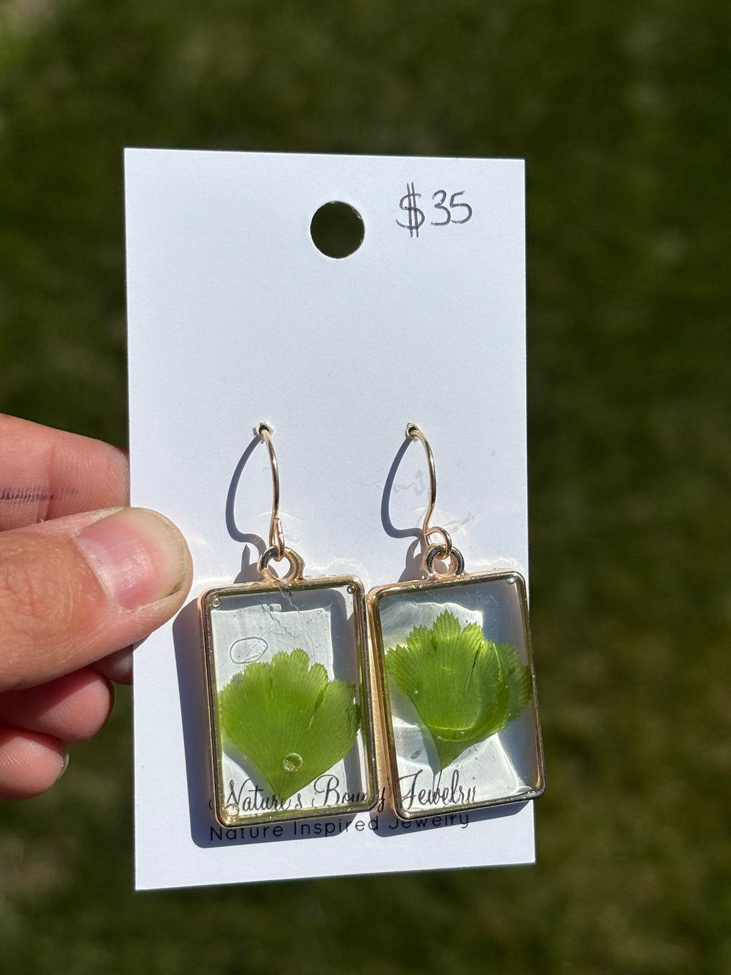 Pressed fern earrings