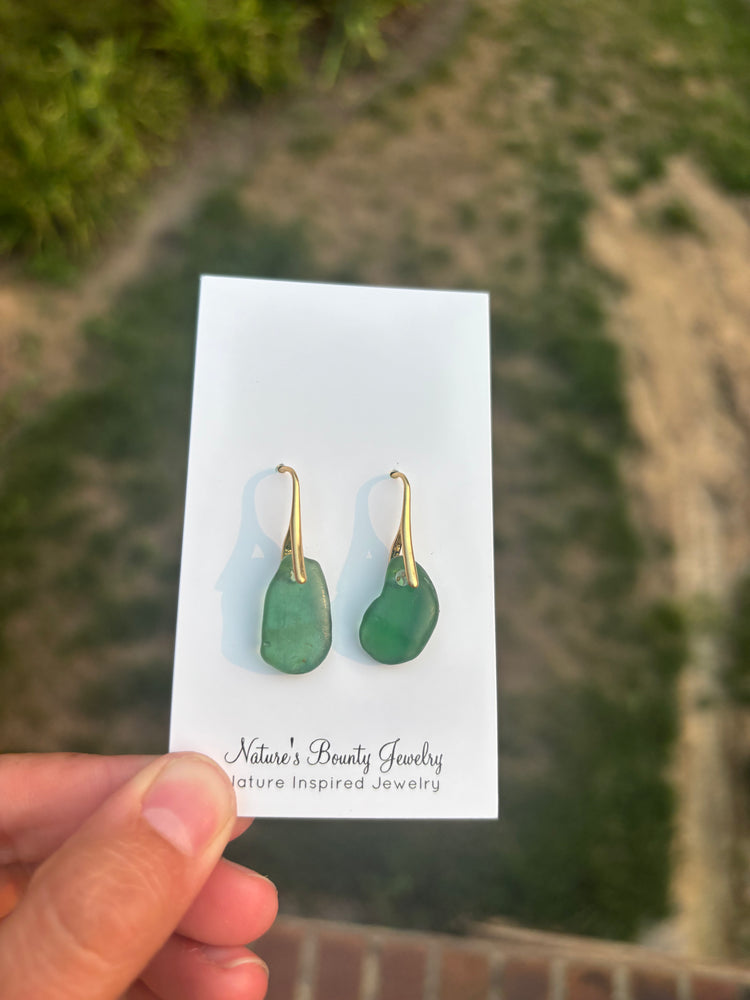 Teal blue Seaglass earrings