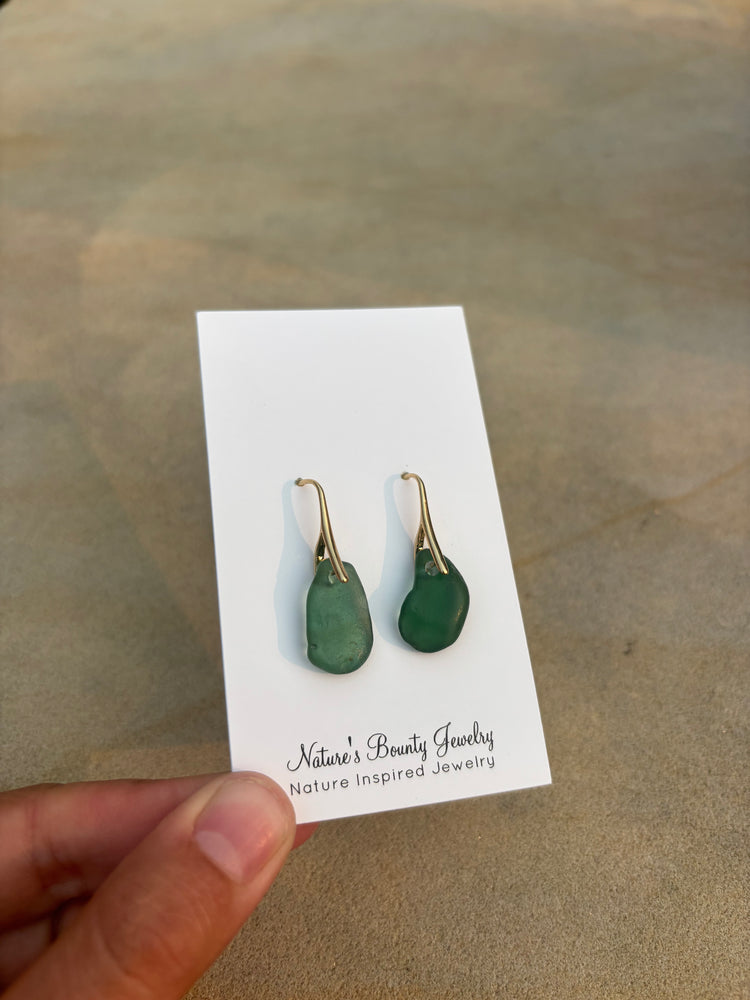 Teal blue Seaglass earrings