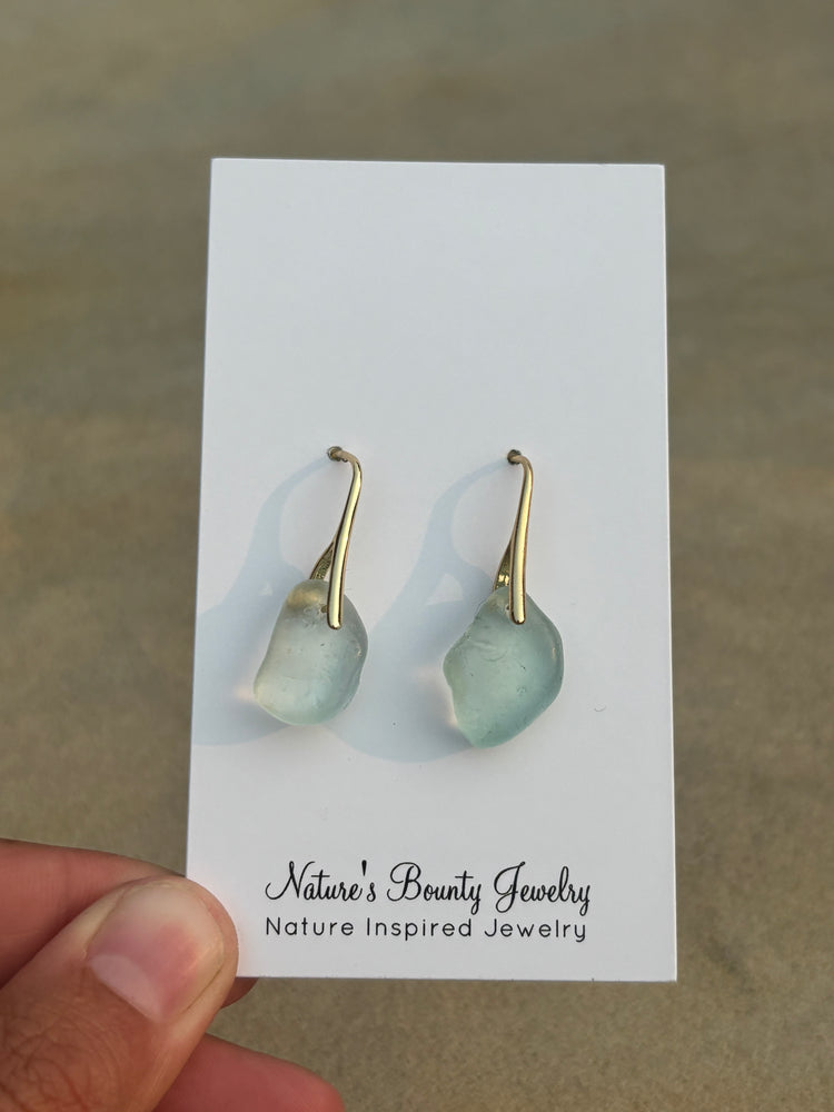 Pale ice blue Seaglass earrings