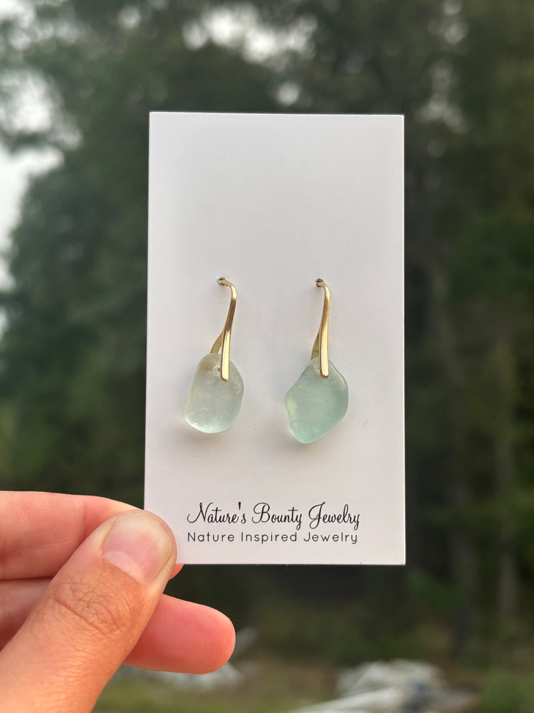 Pale ice blue Seaglass earrings