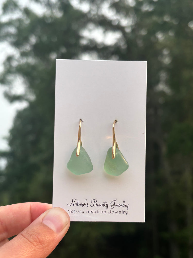 Pale green Seaglass earrings