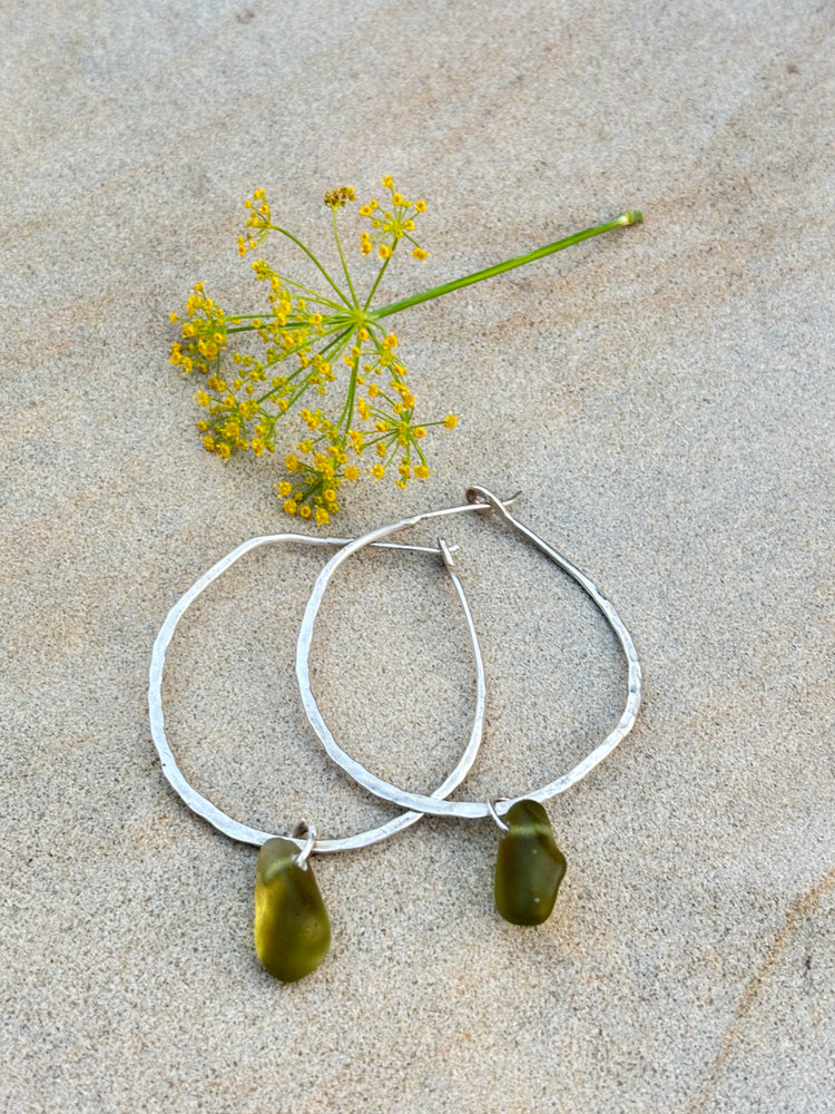 Textured Seaglass hoops