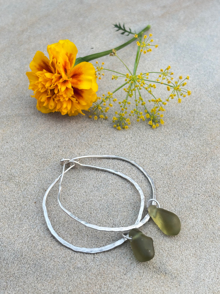Textured Seaglass hoops