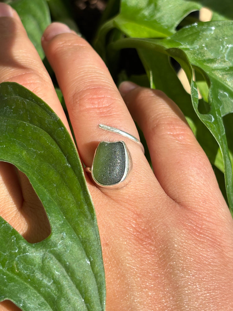 Green Seaglass ring
