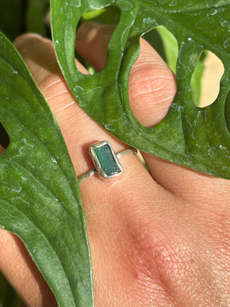Aqua seaglass ring
