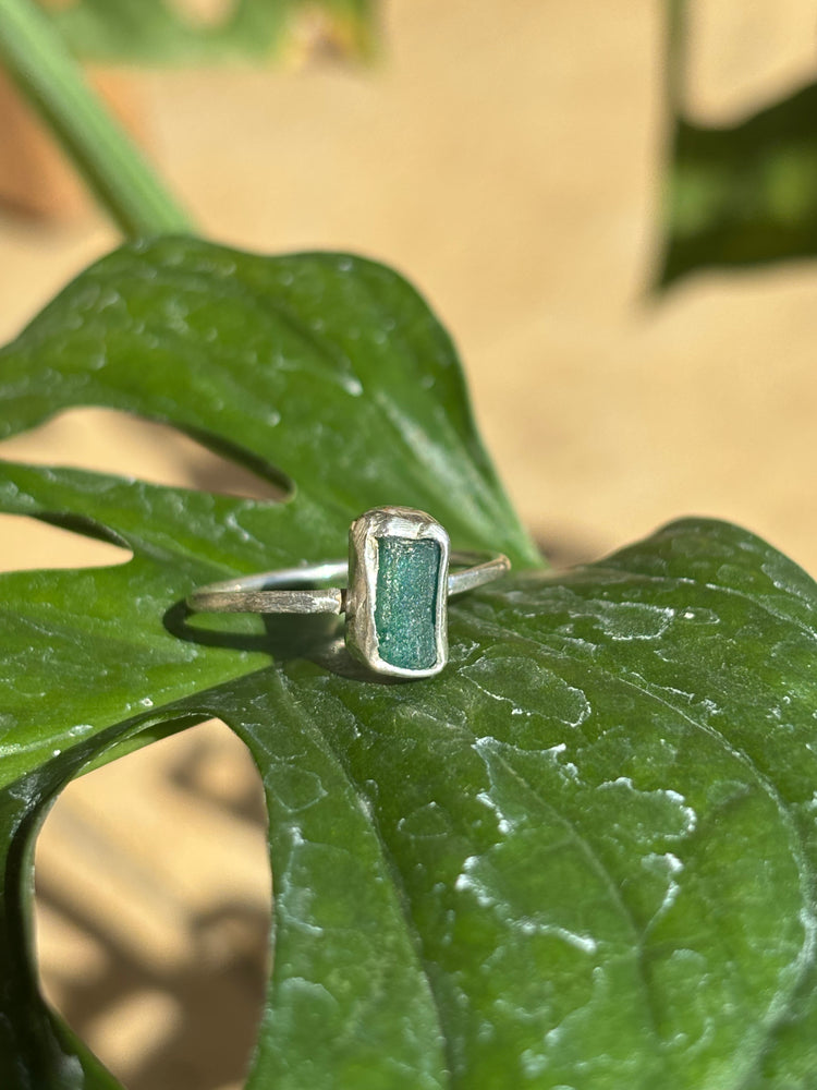 Aqua seaglass ring