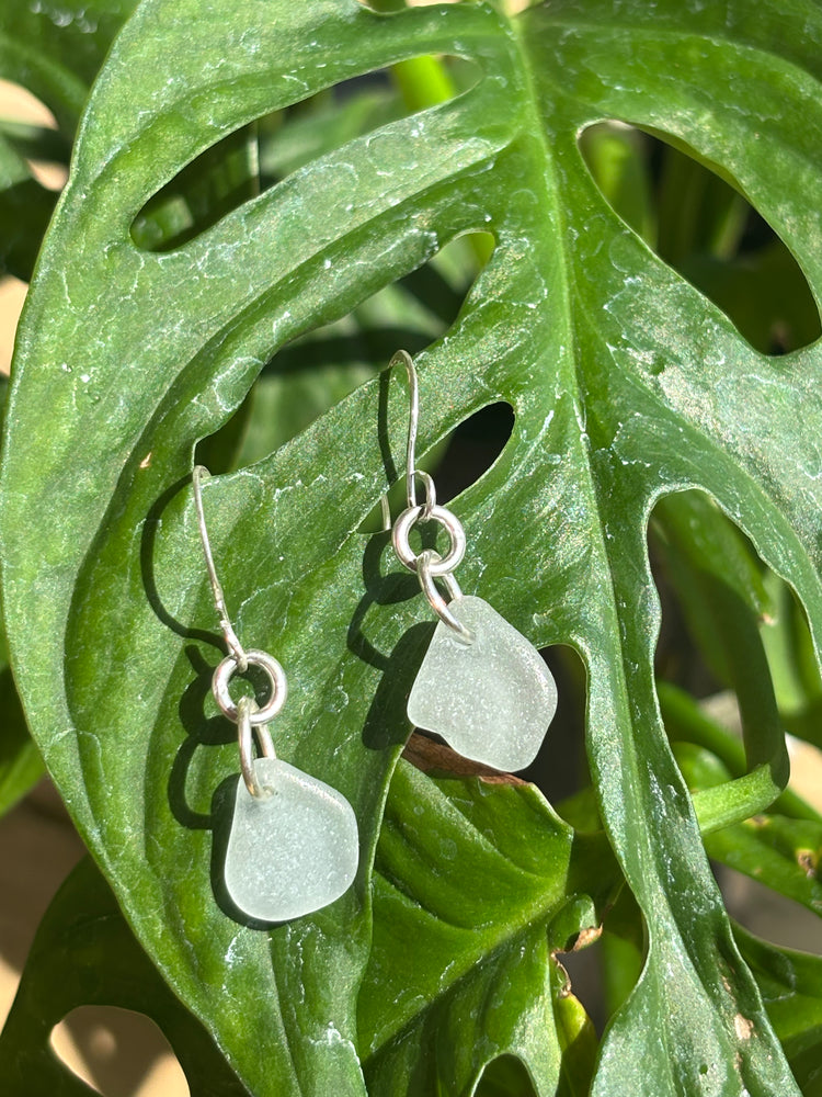 White Seaglass earrings