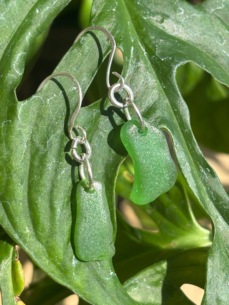 Green Seaglass earrings
