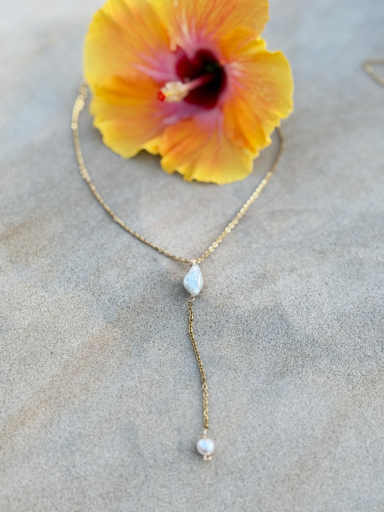 Pearl dangle drop necklace