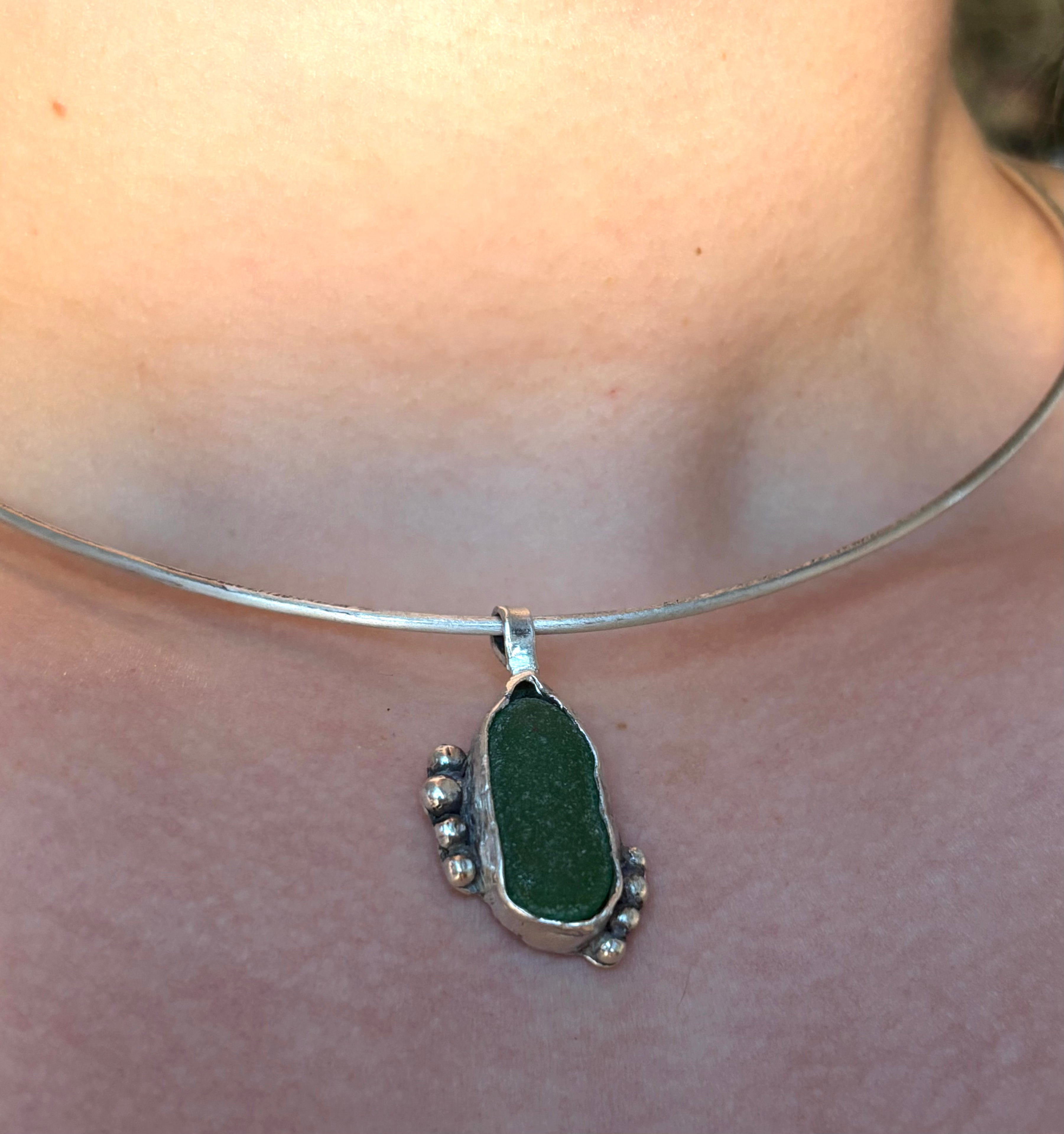 One-of-a-kind Sea glass necklace and pendant