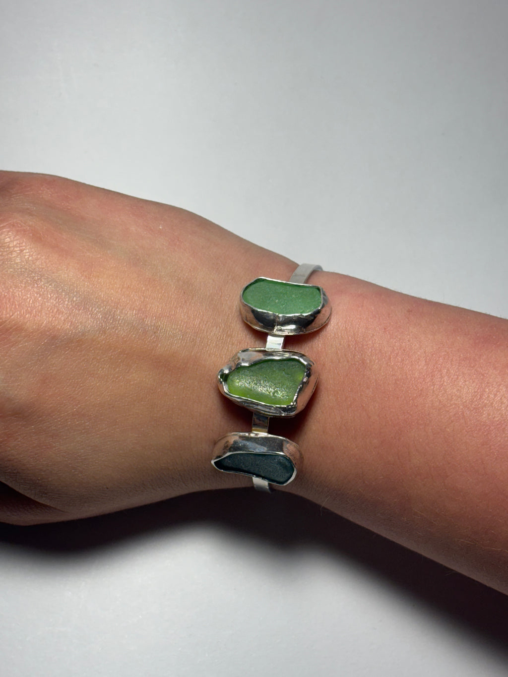 One-of-a-kind Sea glass Cuff bracelet