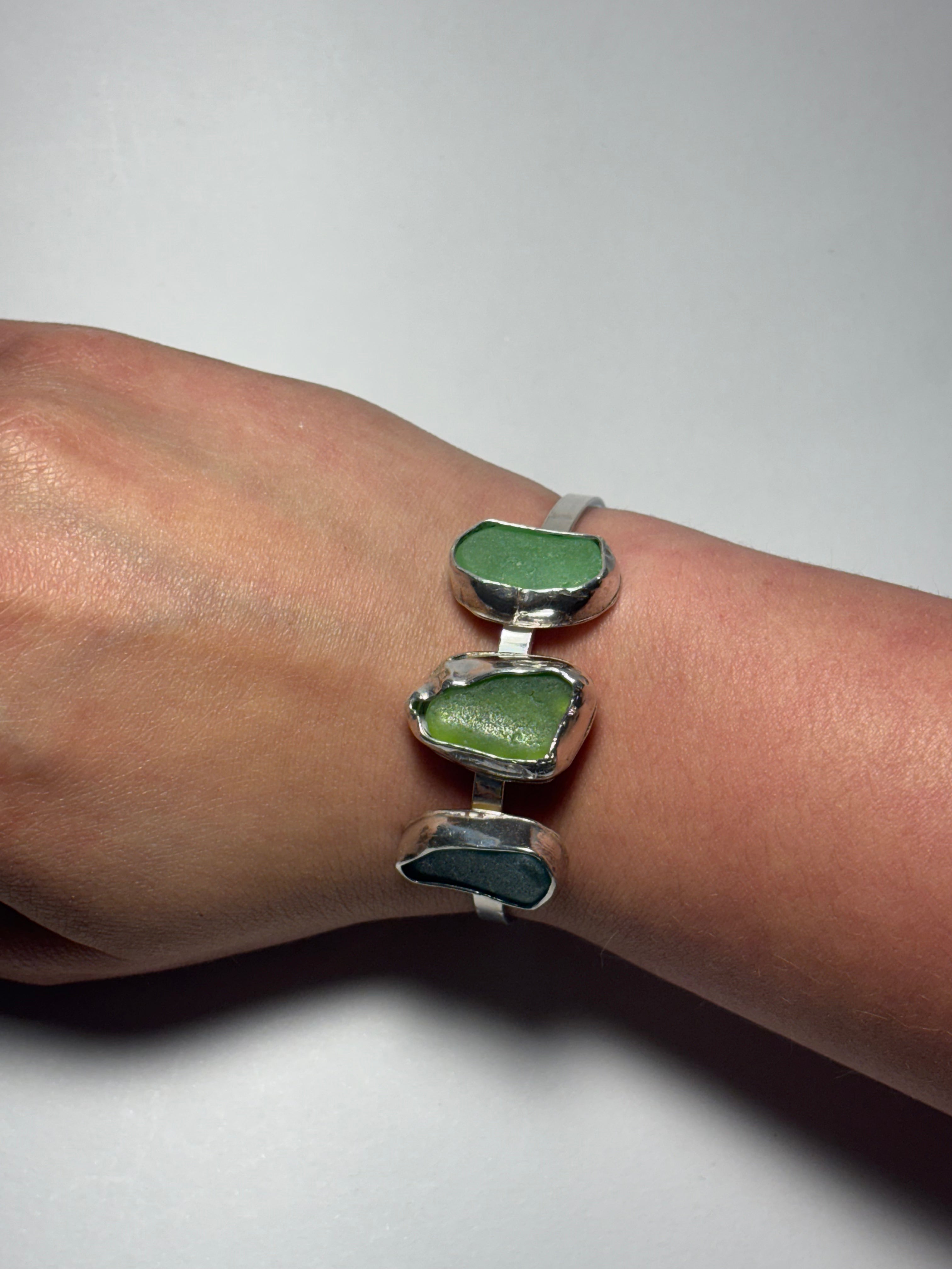 One-of-a-kind Sea glass Cuff bracelet