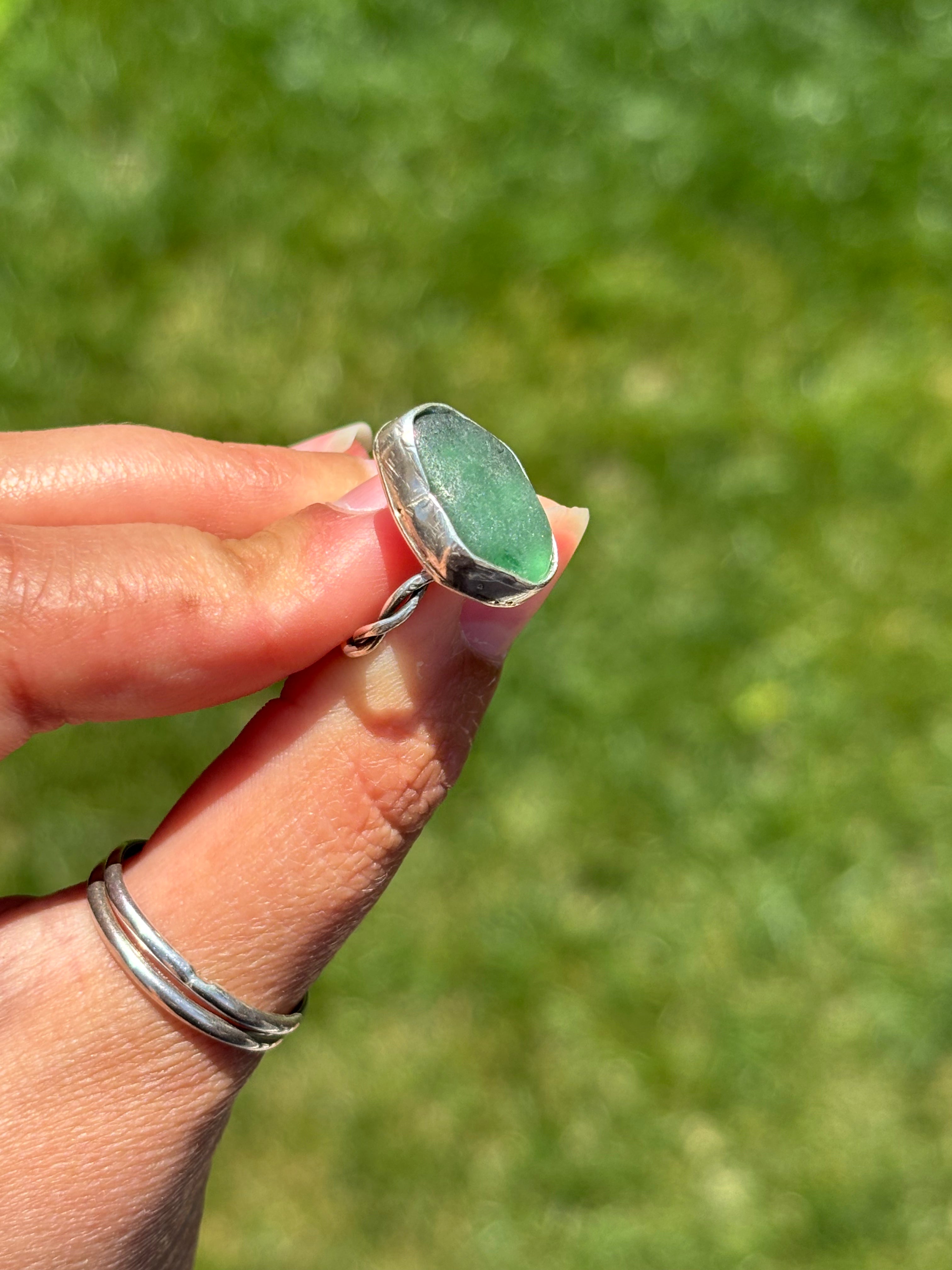One-of-a-kind Sea glass rings