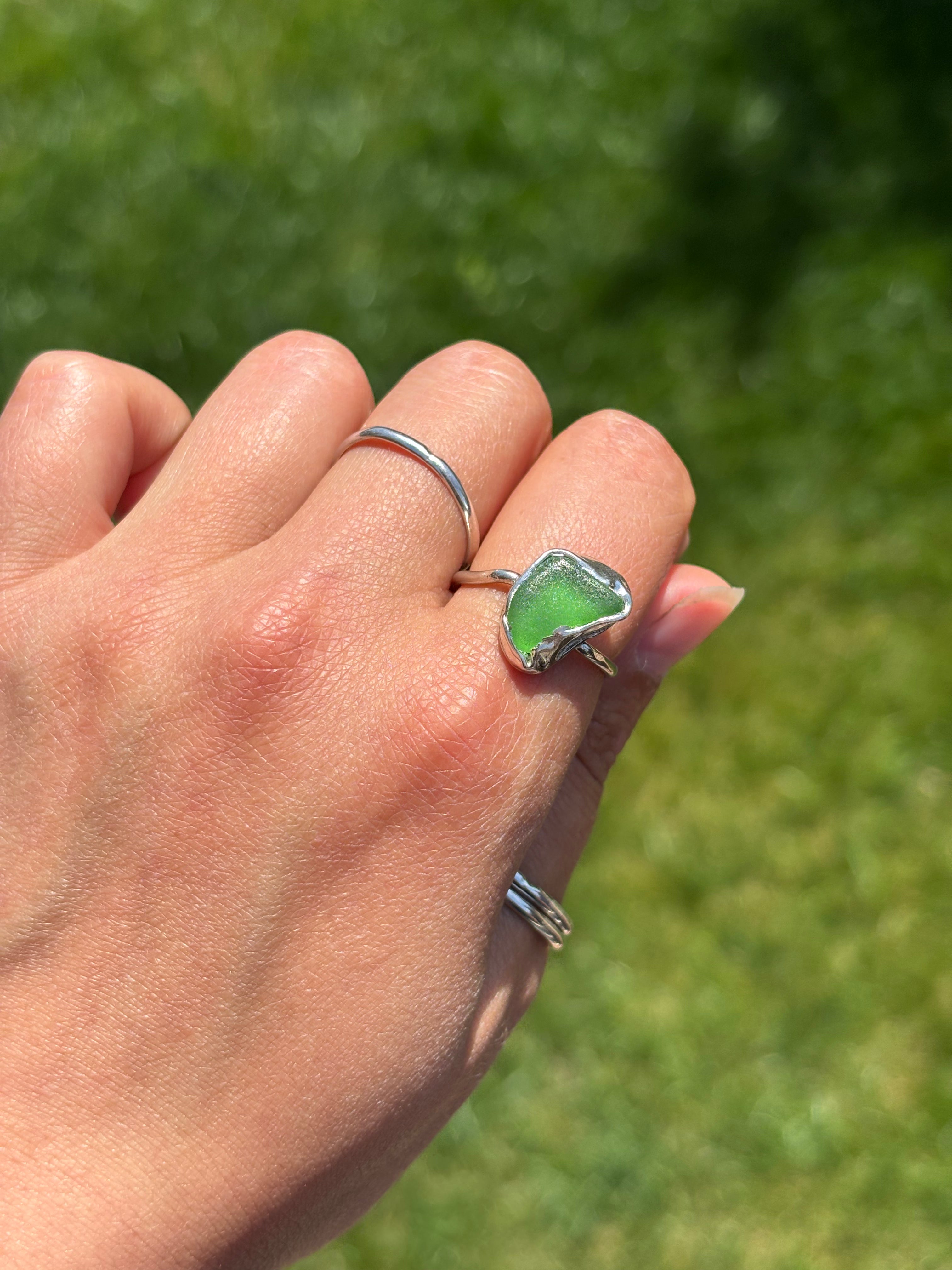 One-of-a-kind sea glass ring