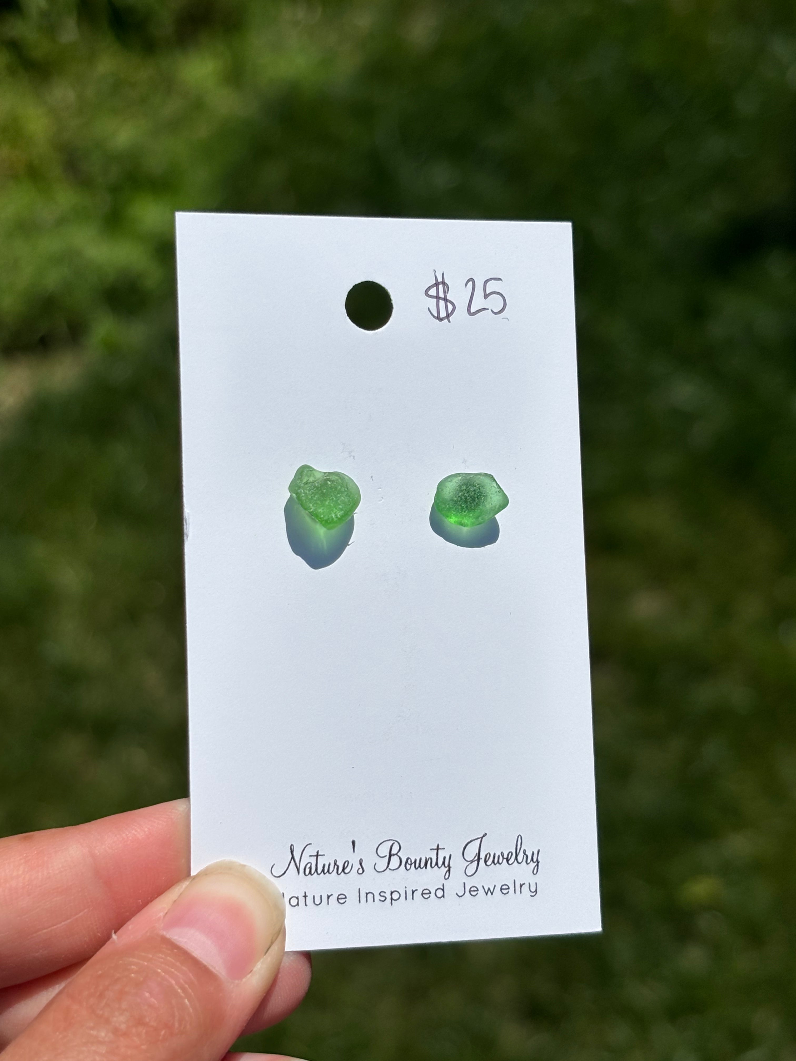 Sea glass stud earrings