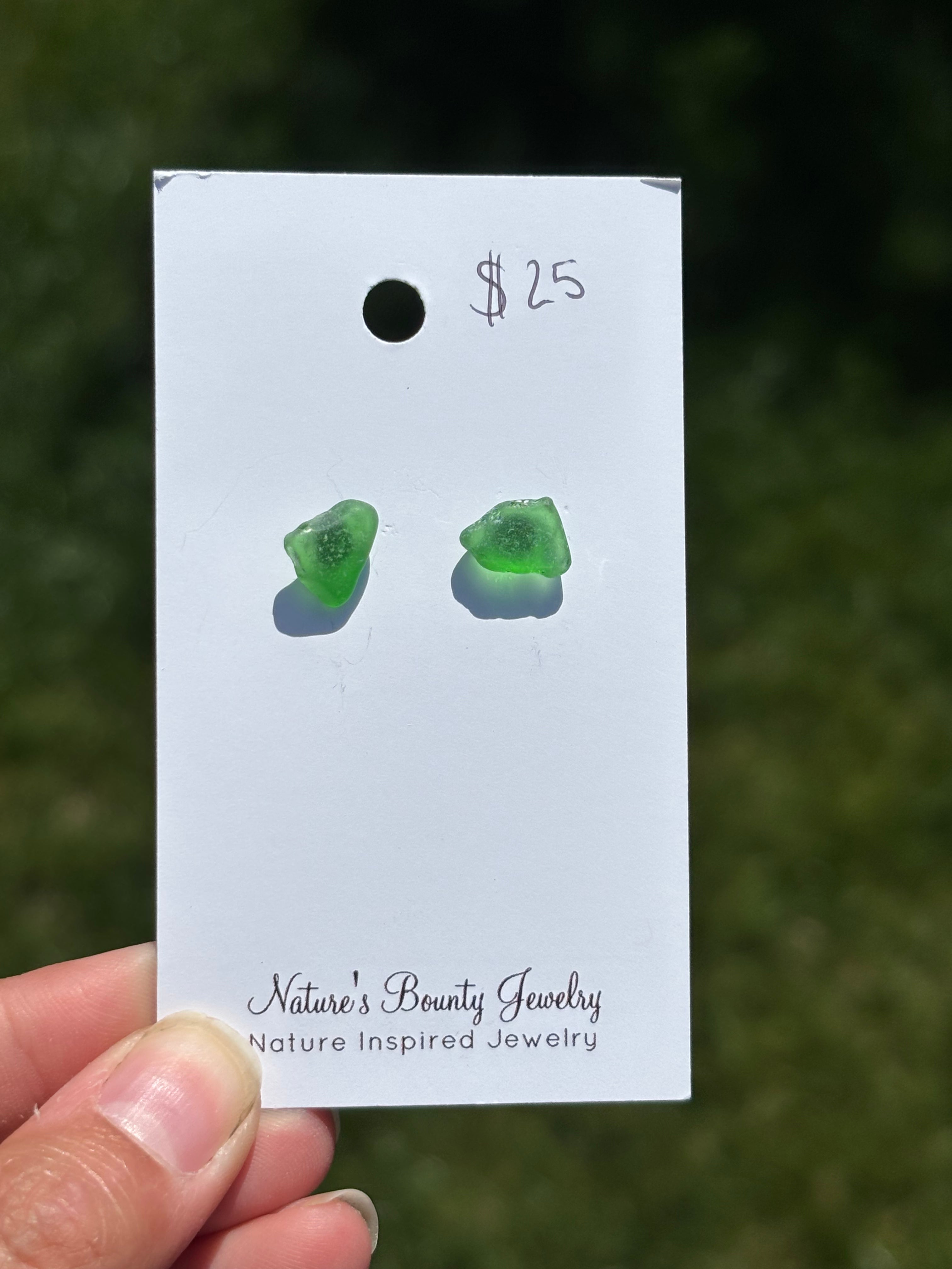 Sea glass stud earrings