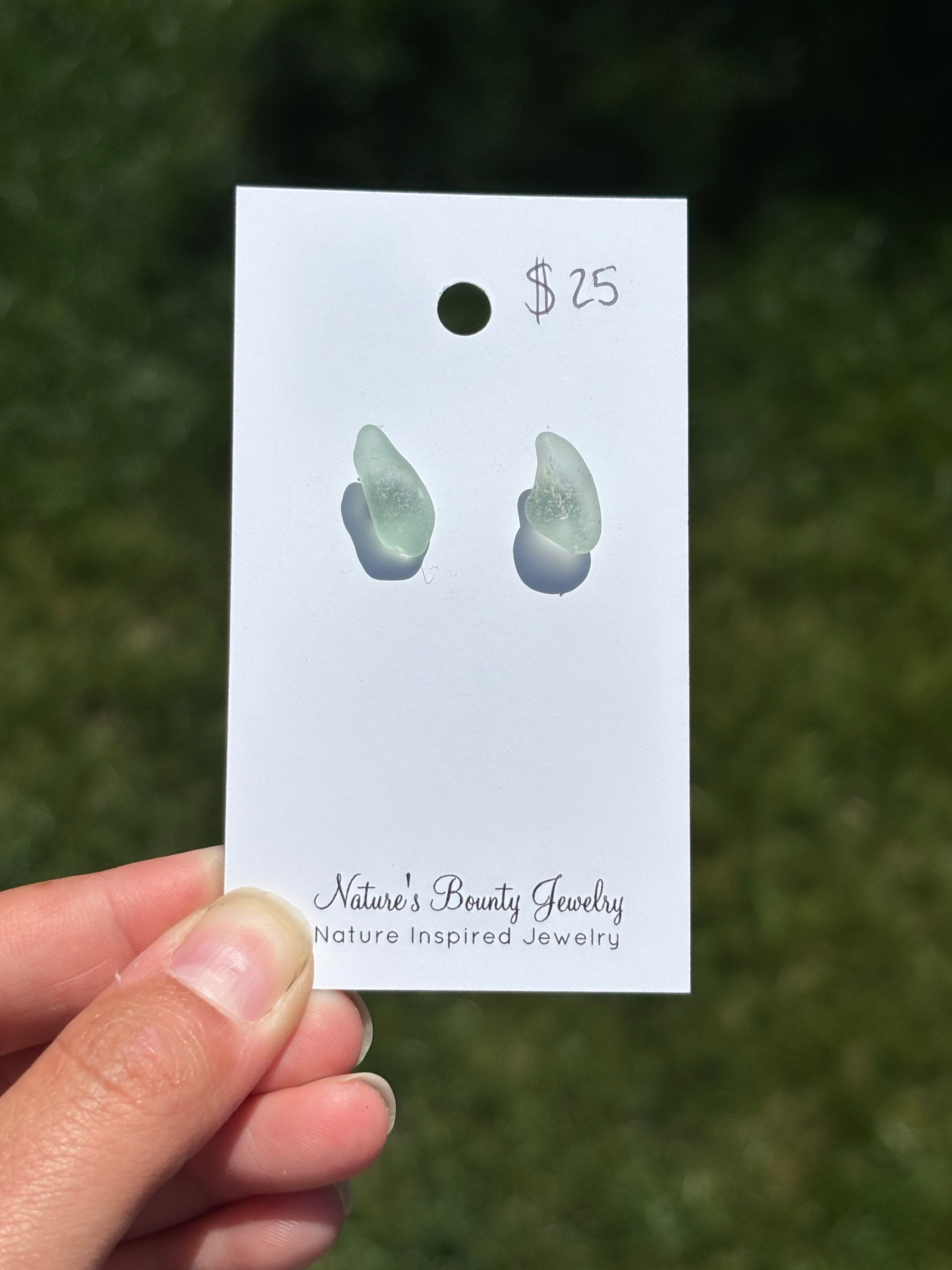 Sea glass stud earrings