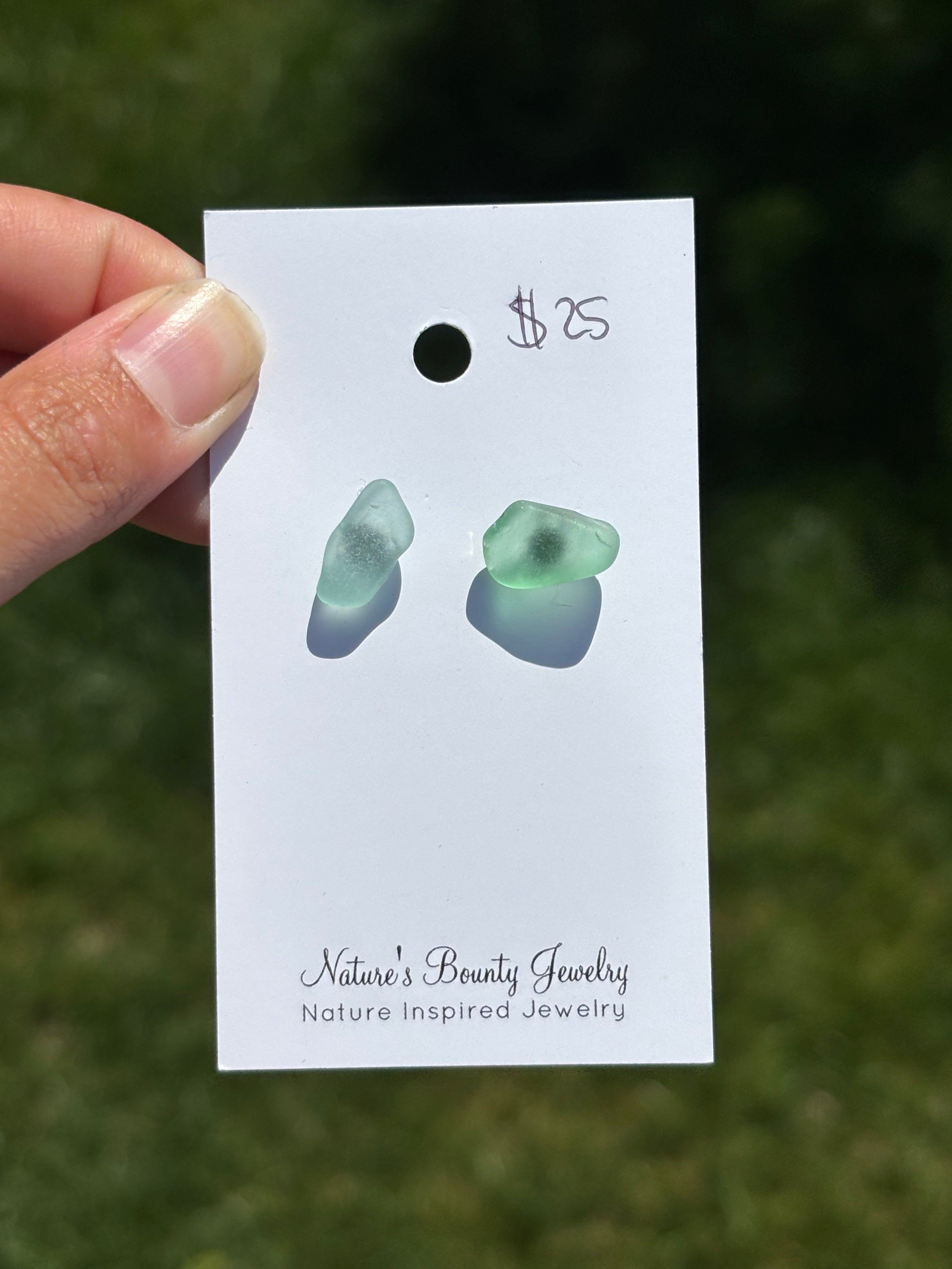 Sea glass stud earrings