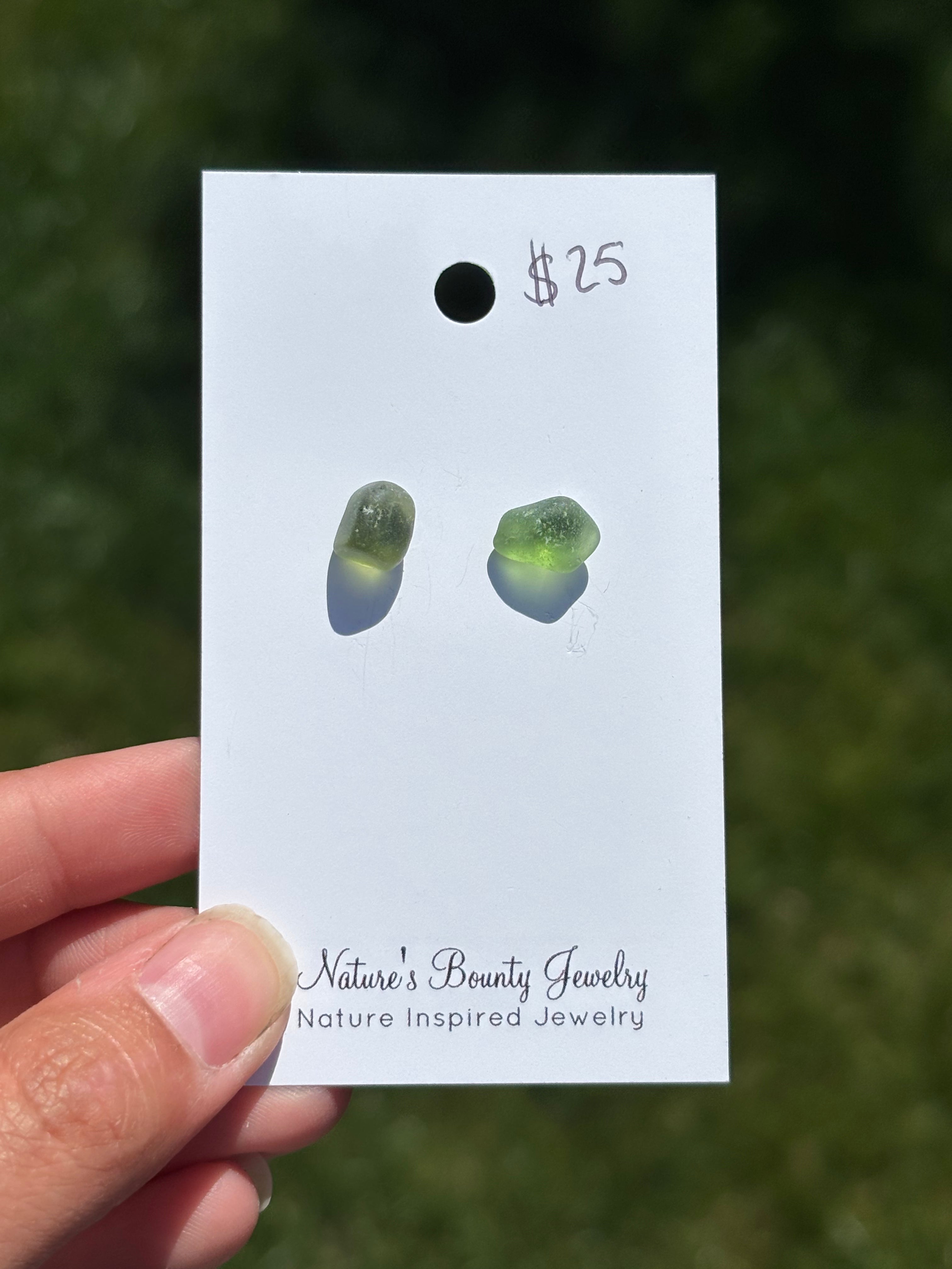 Stainless steel sea glass studs