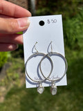 Silver sea glass hoop earrings