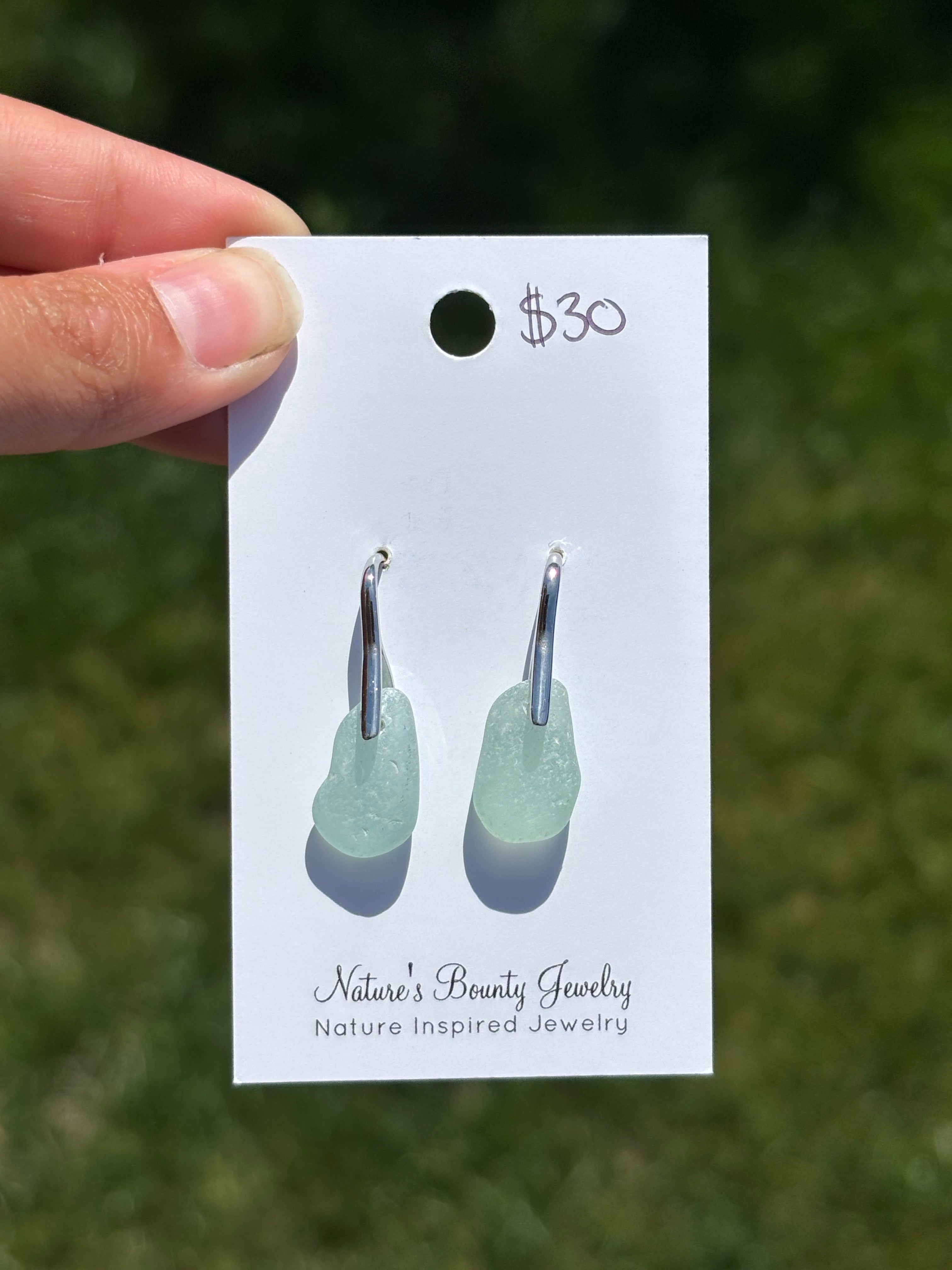 Silver sea glass earrings