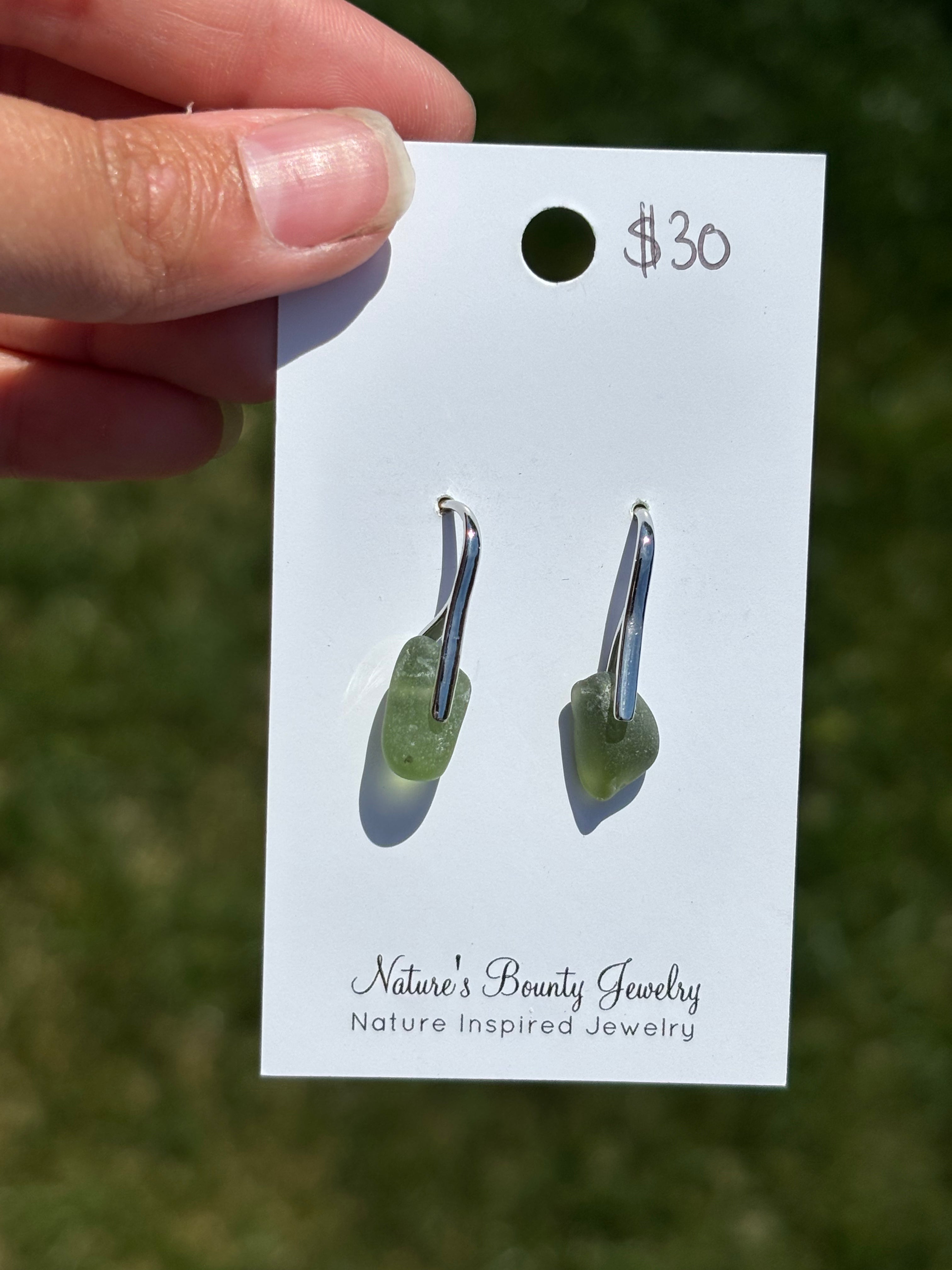 Silver sea glass earrings