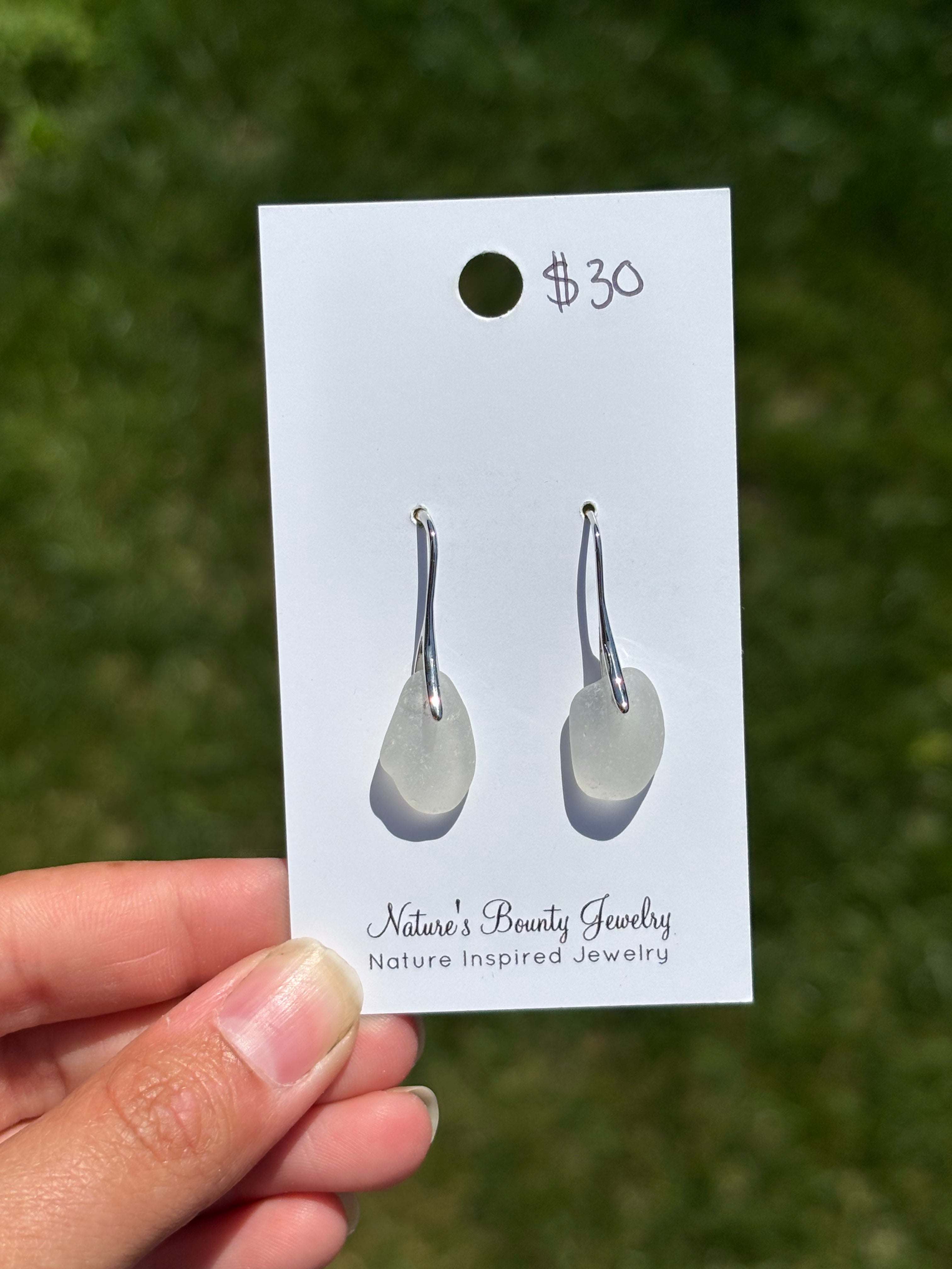 Silver sea glass earrings
