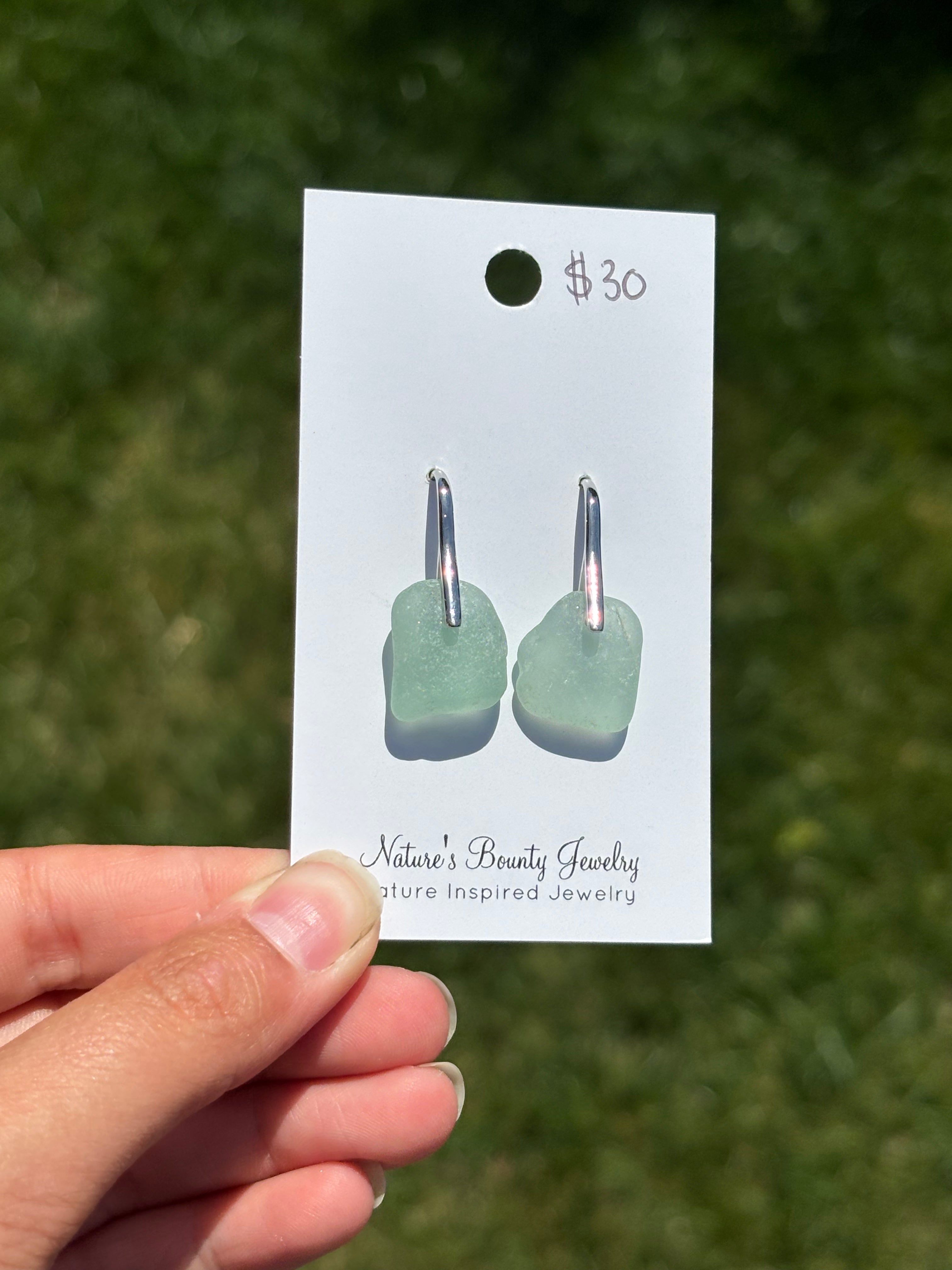 Silver plated sea glass earrings