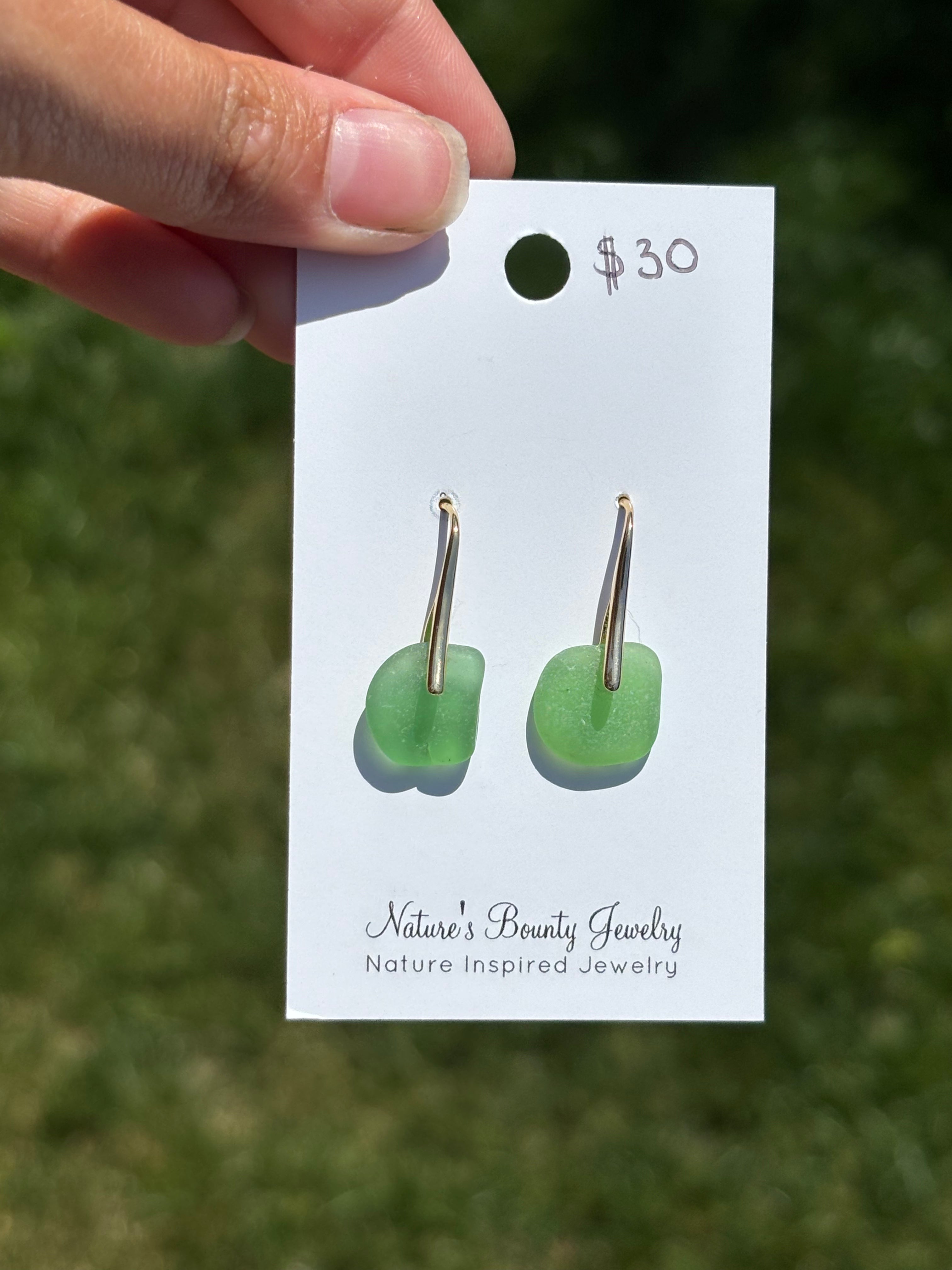 Gold sea glass earrings