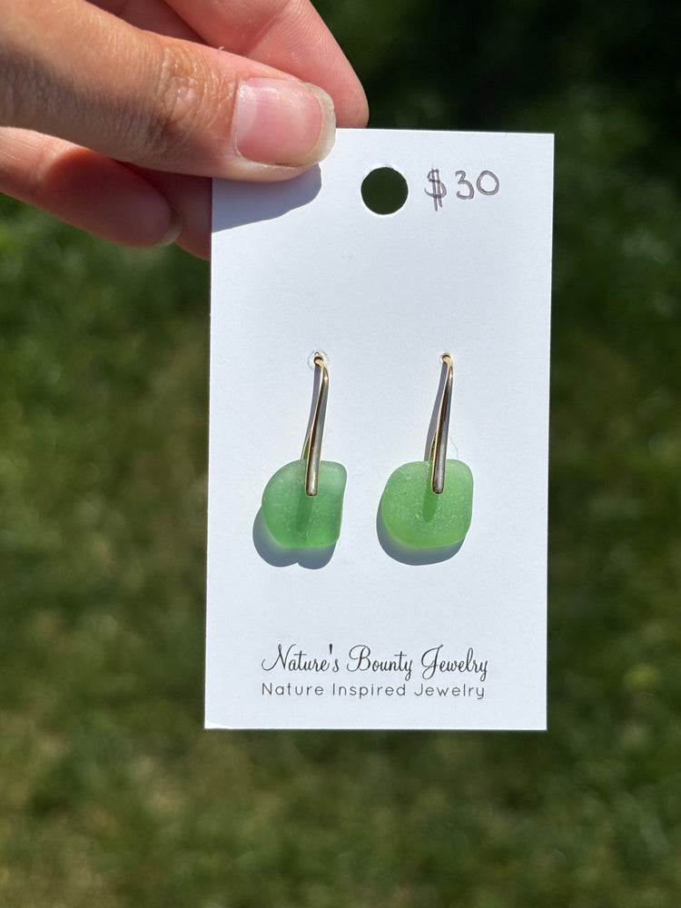 Gold sea glass earrings