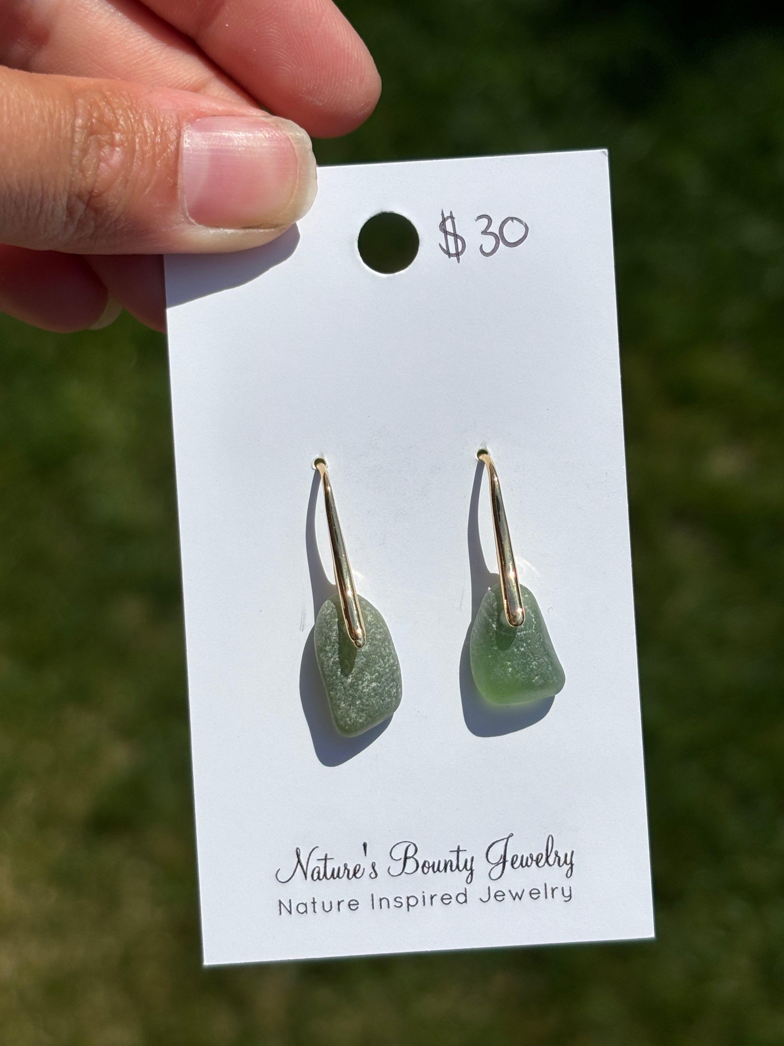 Gold sea glass earrings