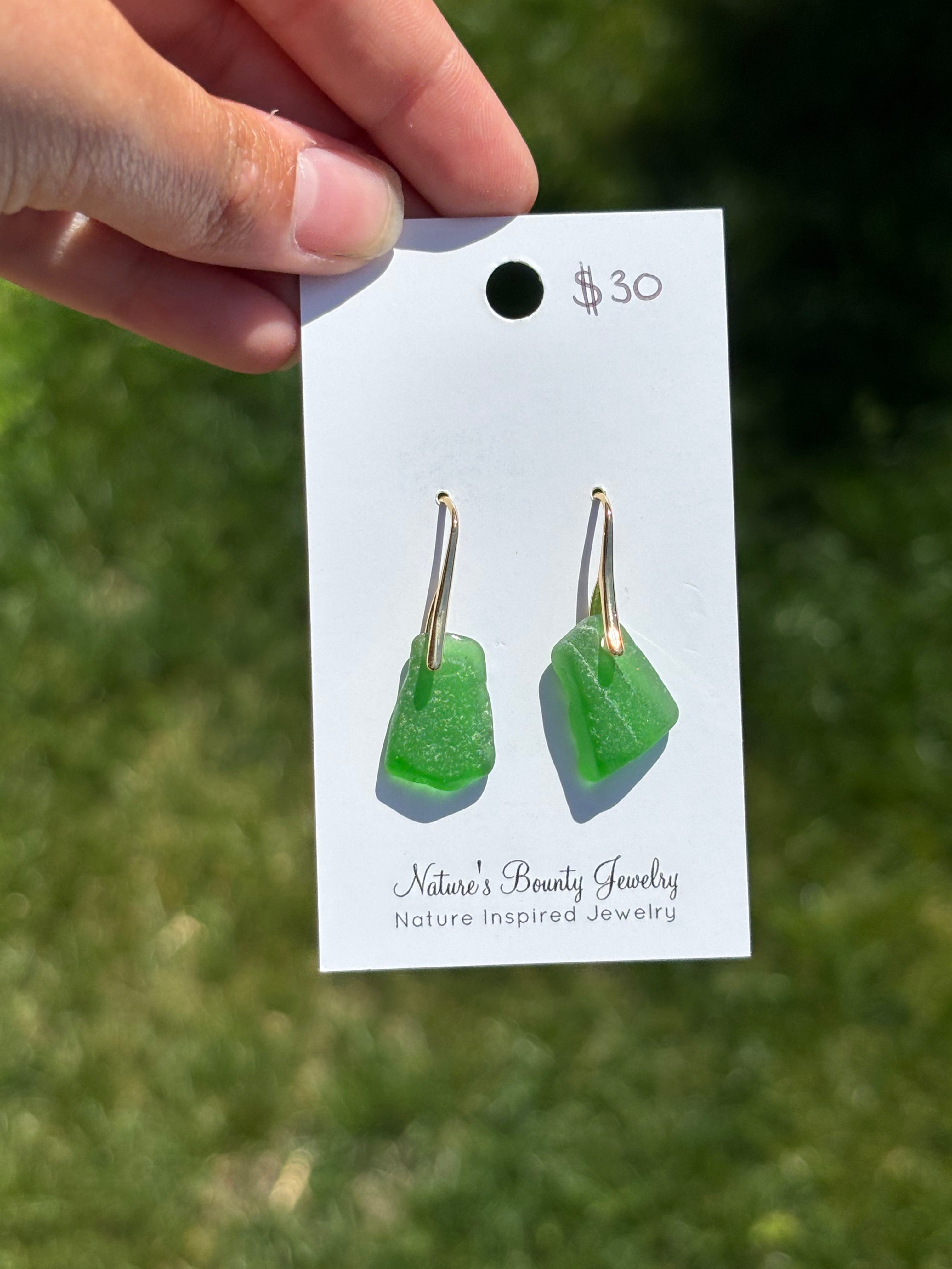 Gold sea glass earrings