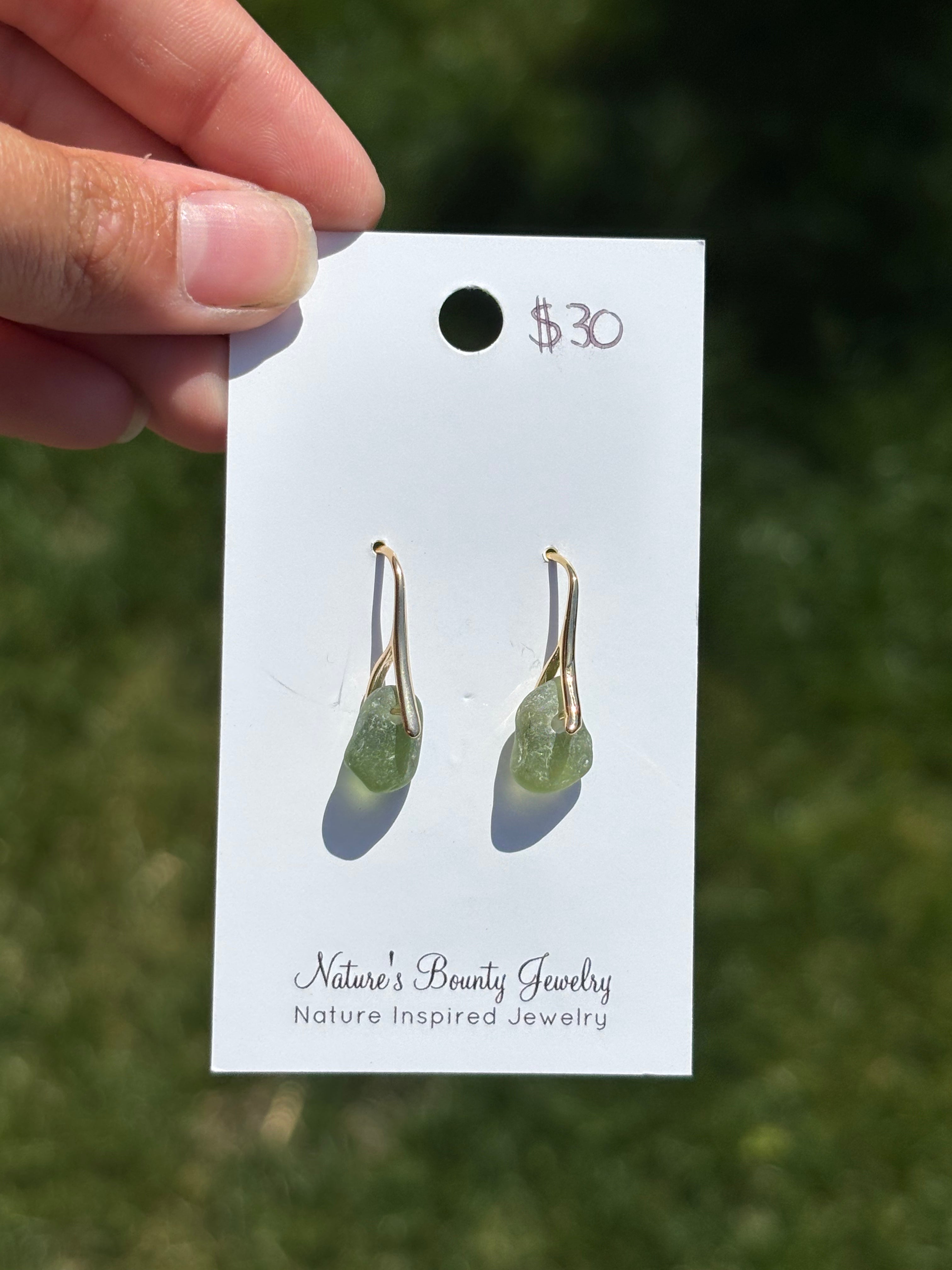 Gold Sea glass earrings