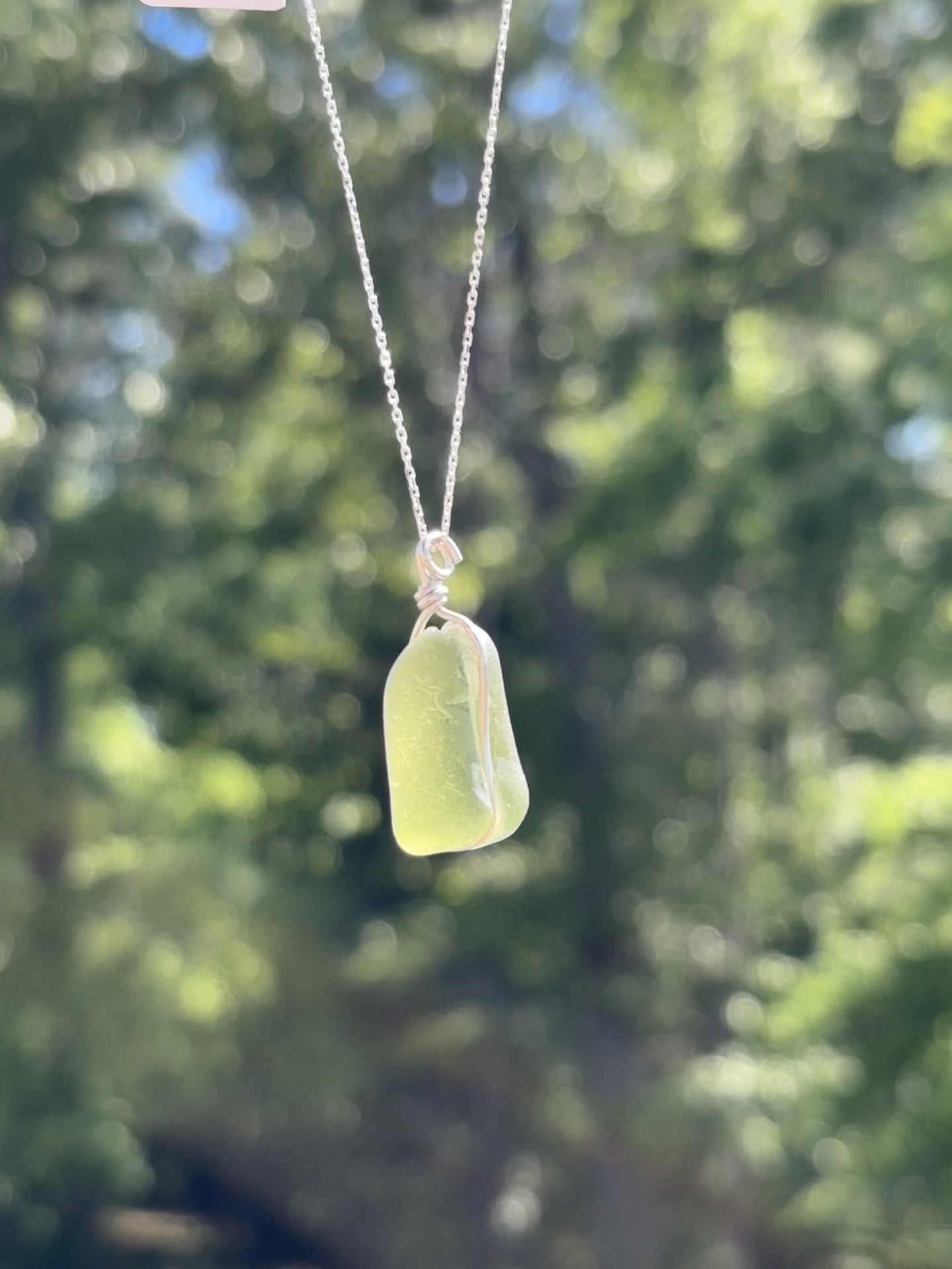 Sea glass sterling silver necklace
