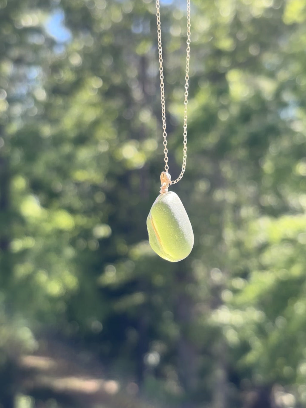 Sea glass gold necklace