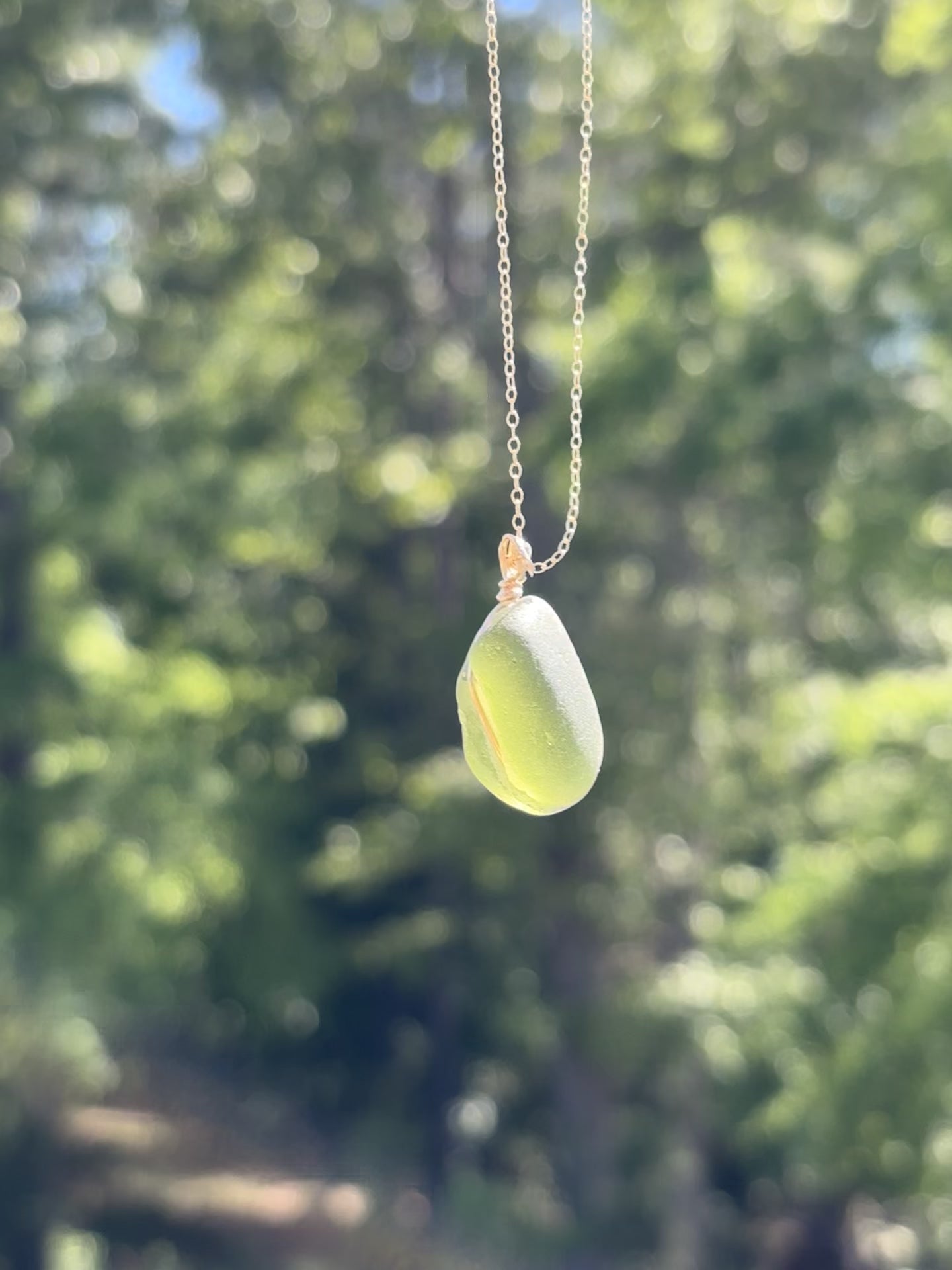 Sea glass gold necklace