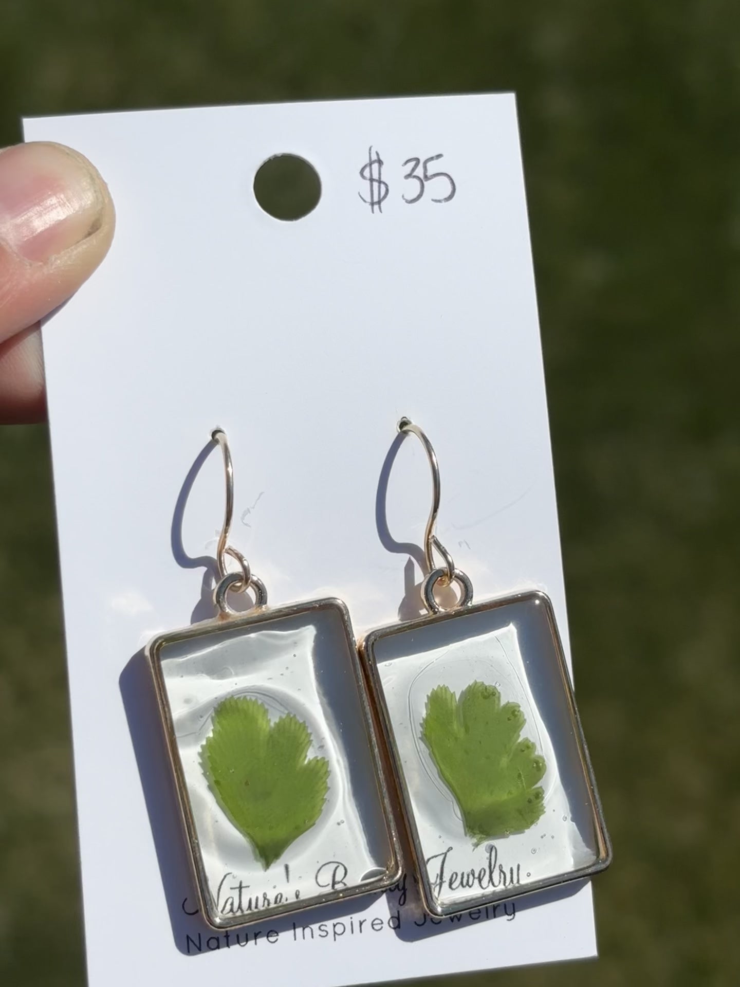 Pressed fern earrings