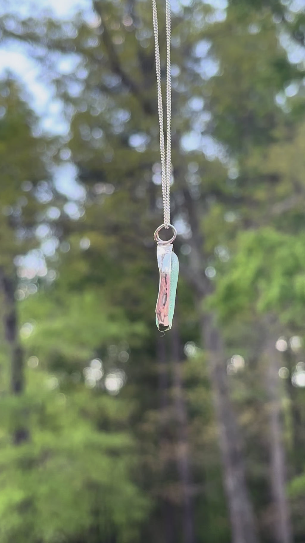 Ice blue Seaglass necklace