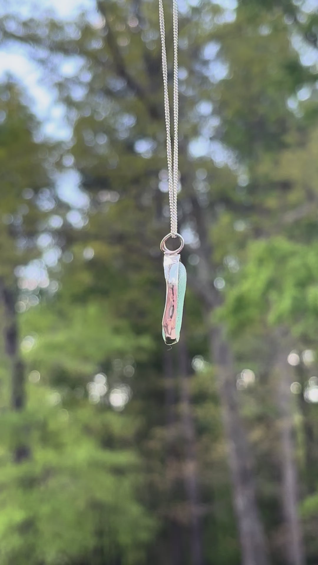 Ice blue Seaglass necklace
