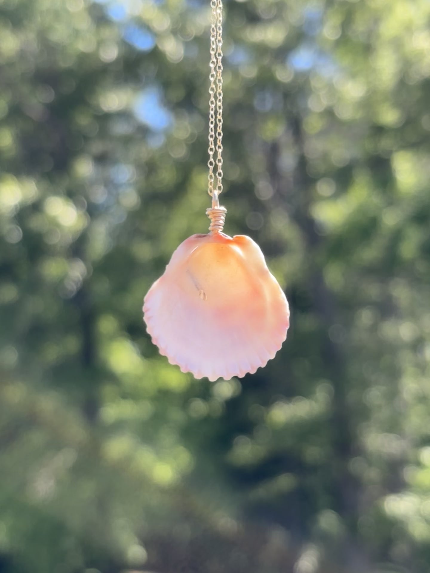 Pink seashell gold necklace